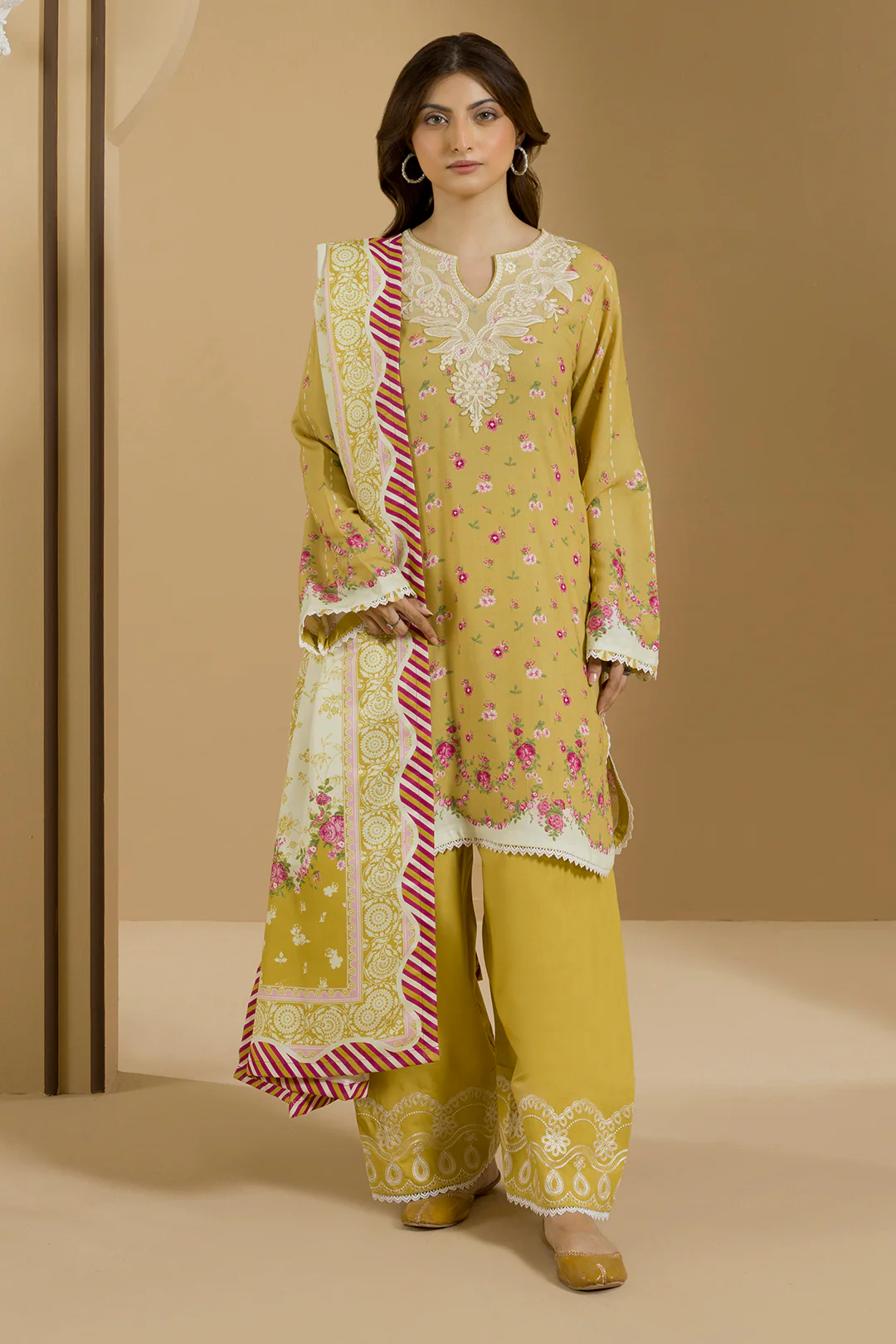 Embroidered Shirt Shalwar Dupatta - 0109 - Image 5