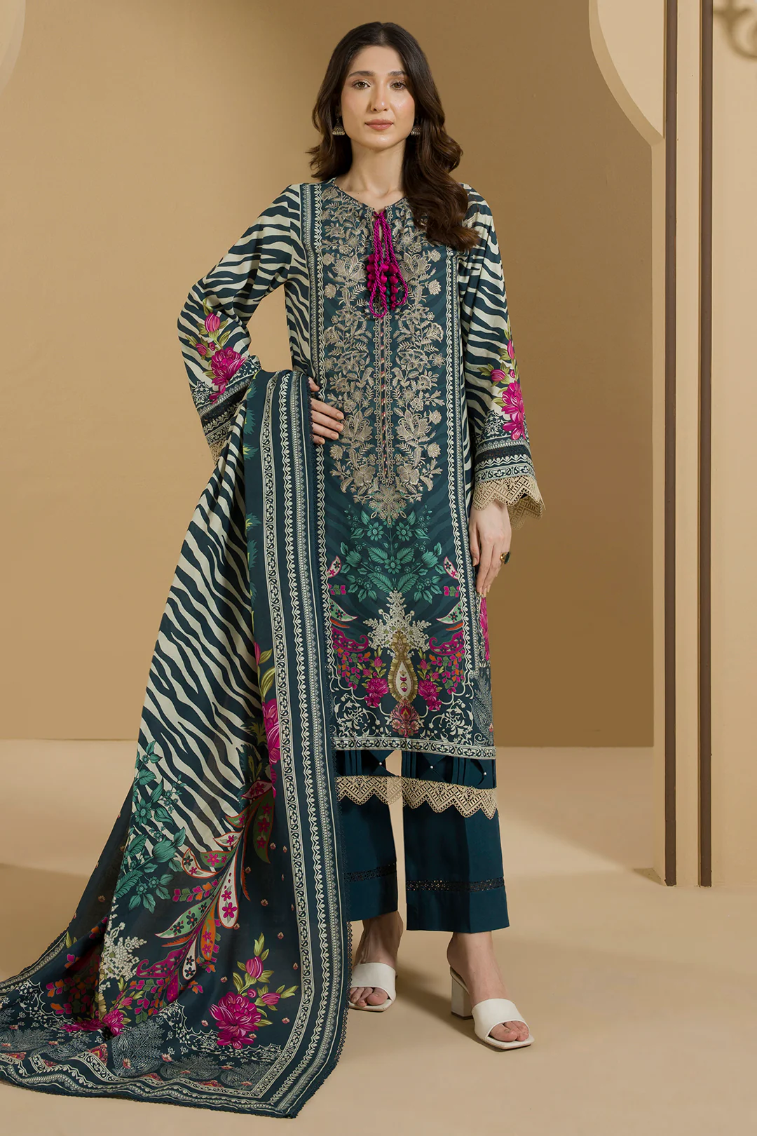 Embroidered Shirt Shalwar Dupatta - 0114 - Image 4