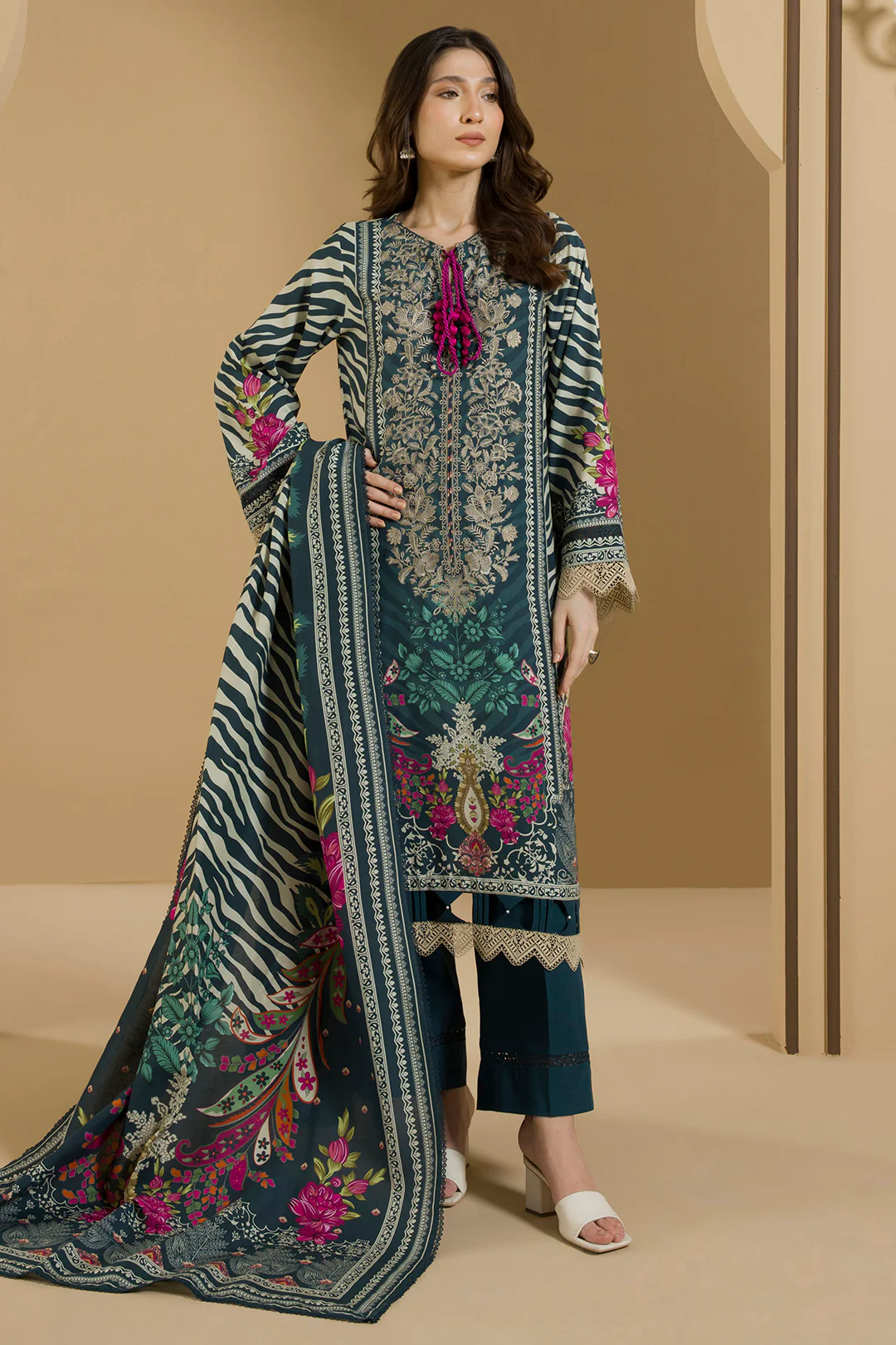 Embroidered Shirt Shalwar Dupatta - 0114 - Image 7