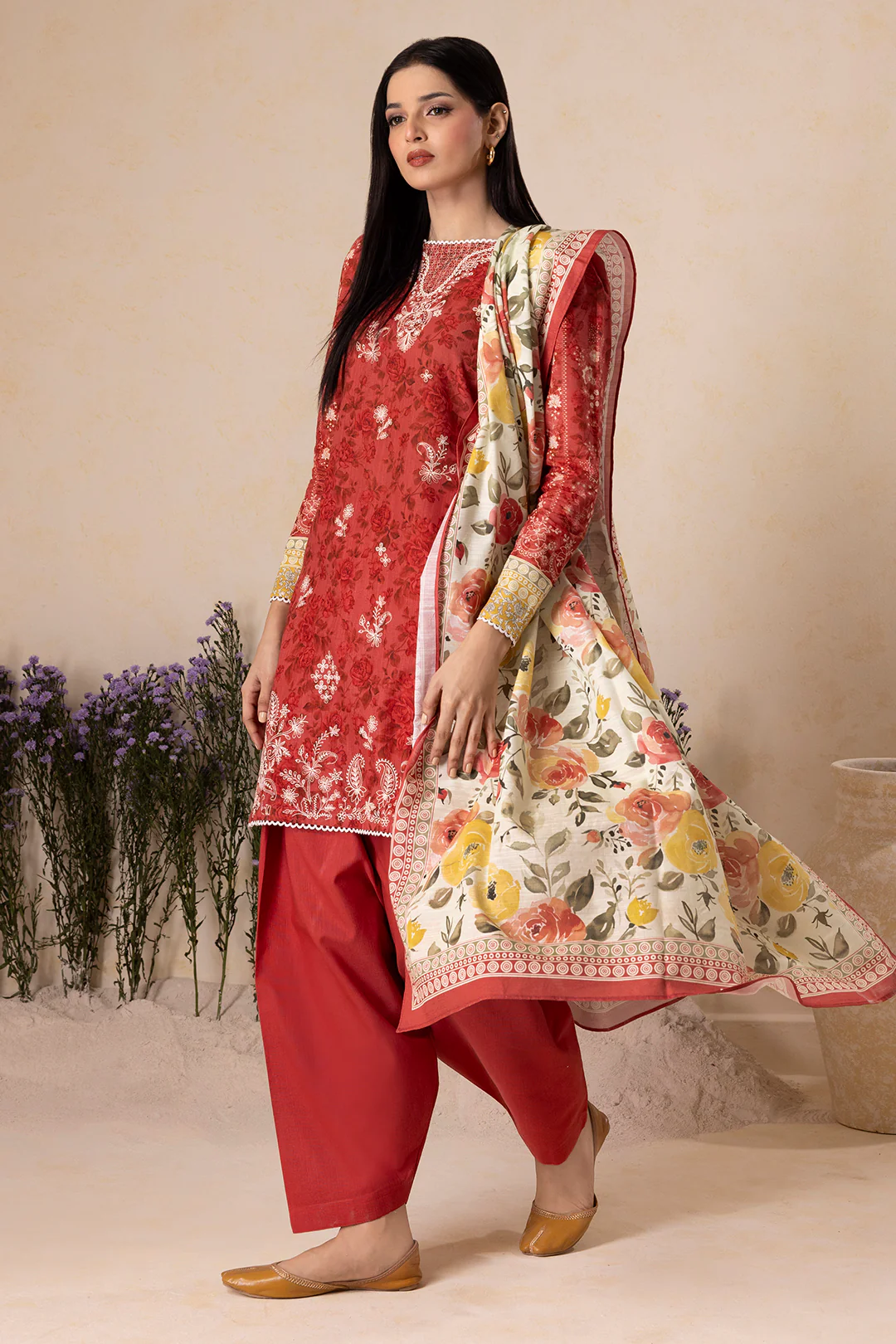 Embroidered Shirt Shalwar Dupatta - 0156 - Image 3