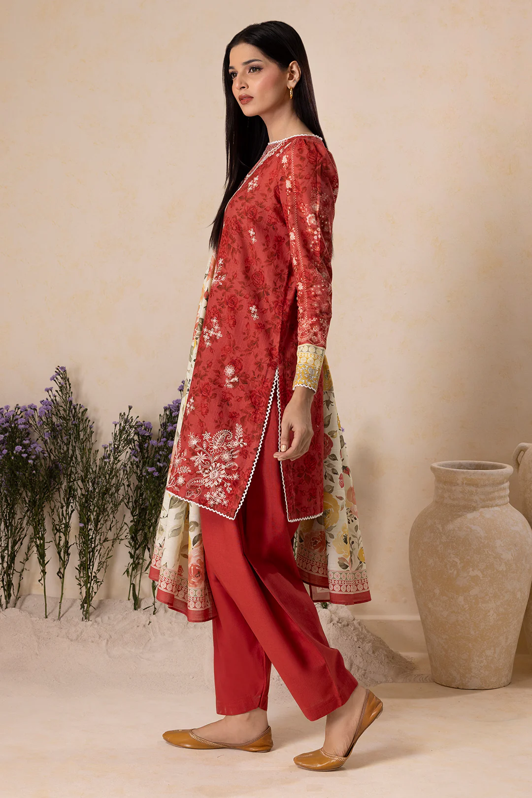 Embroidered Shirt Shalwar Dupatta - 0156 - Image 6