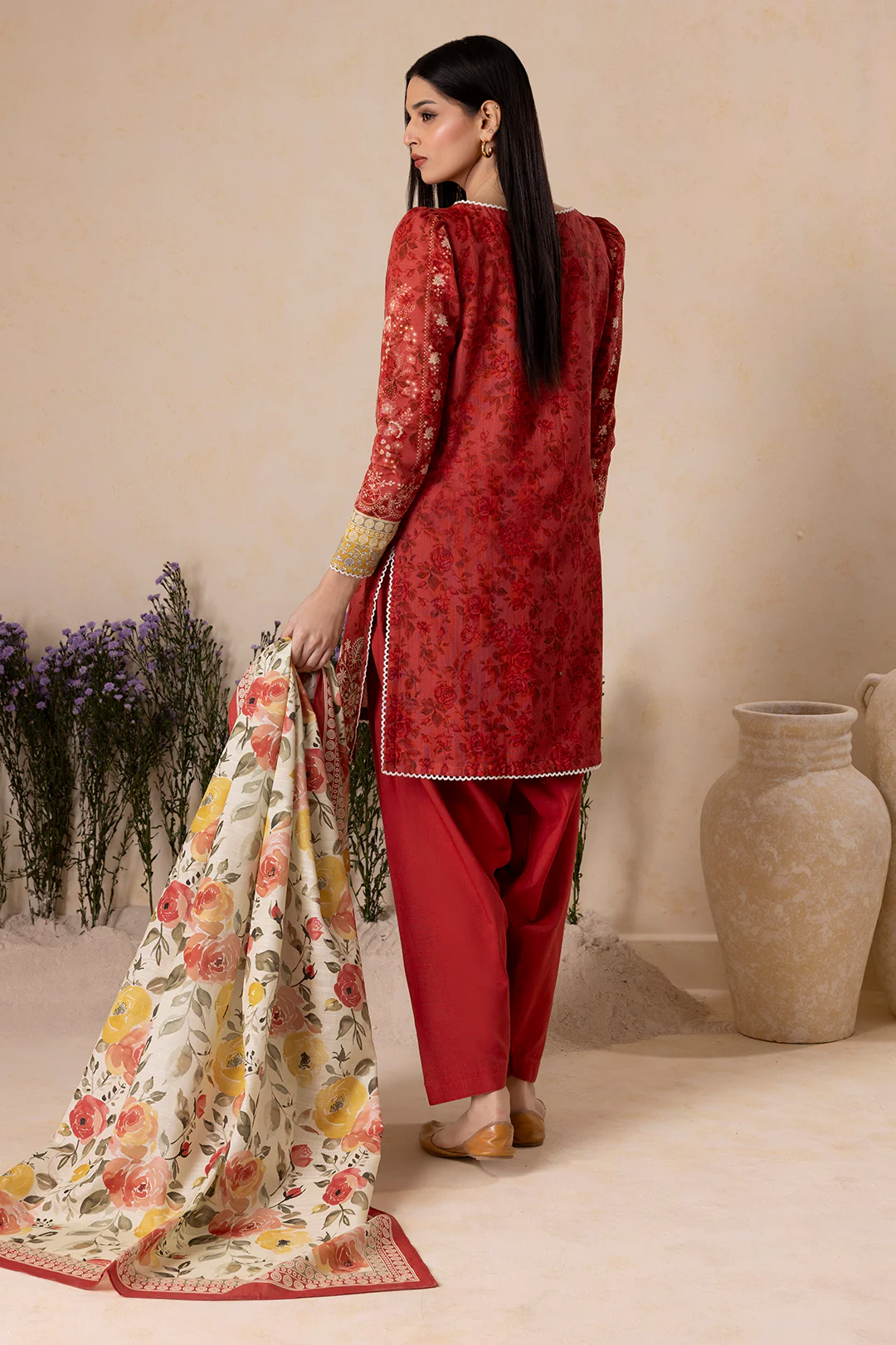 Embroidered Shirt Shalwar Dupatta - 0156 - Image 8