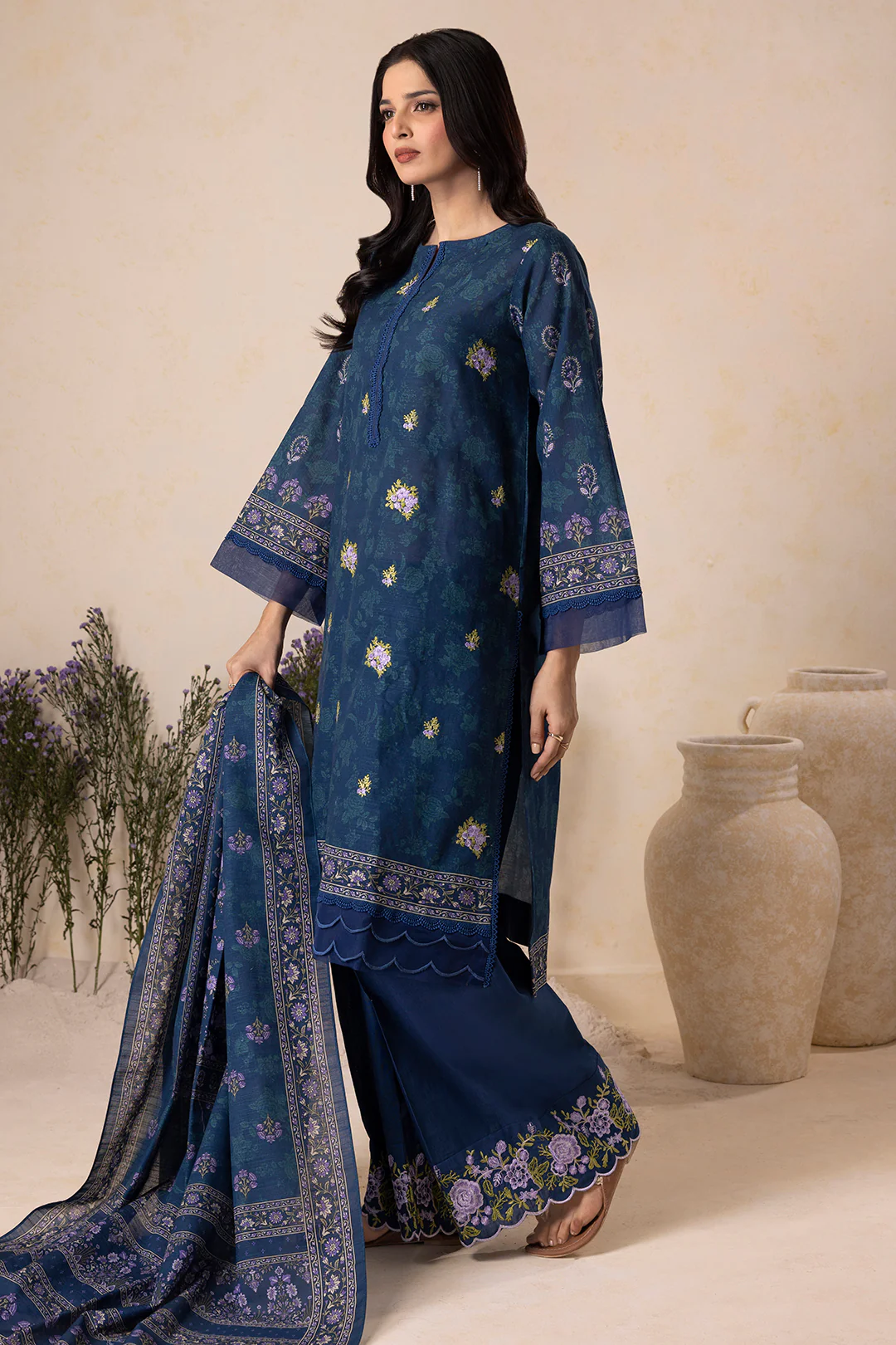 Embroidered Shirt Shalwar Dupatta - 0157 - Image 9
