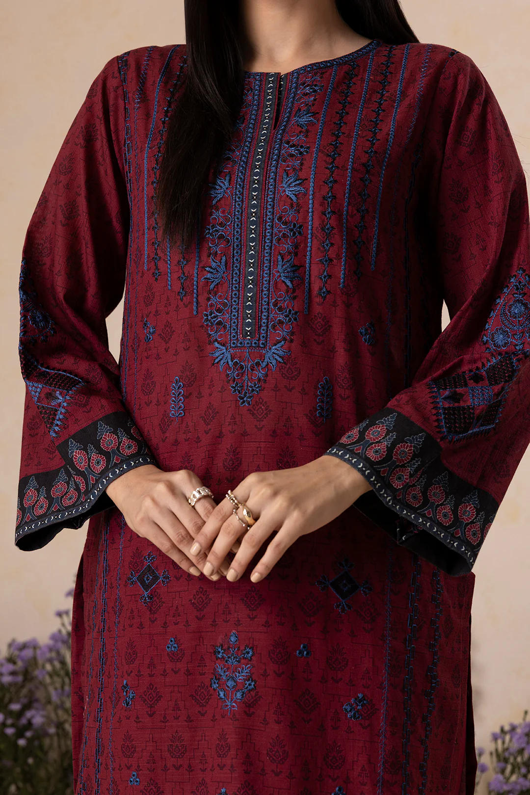 Embroidered Shirt Shalwar Dupatta - 0159 - Image 5
