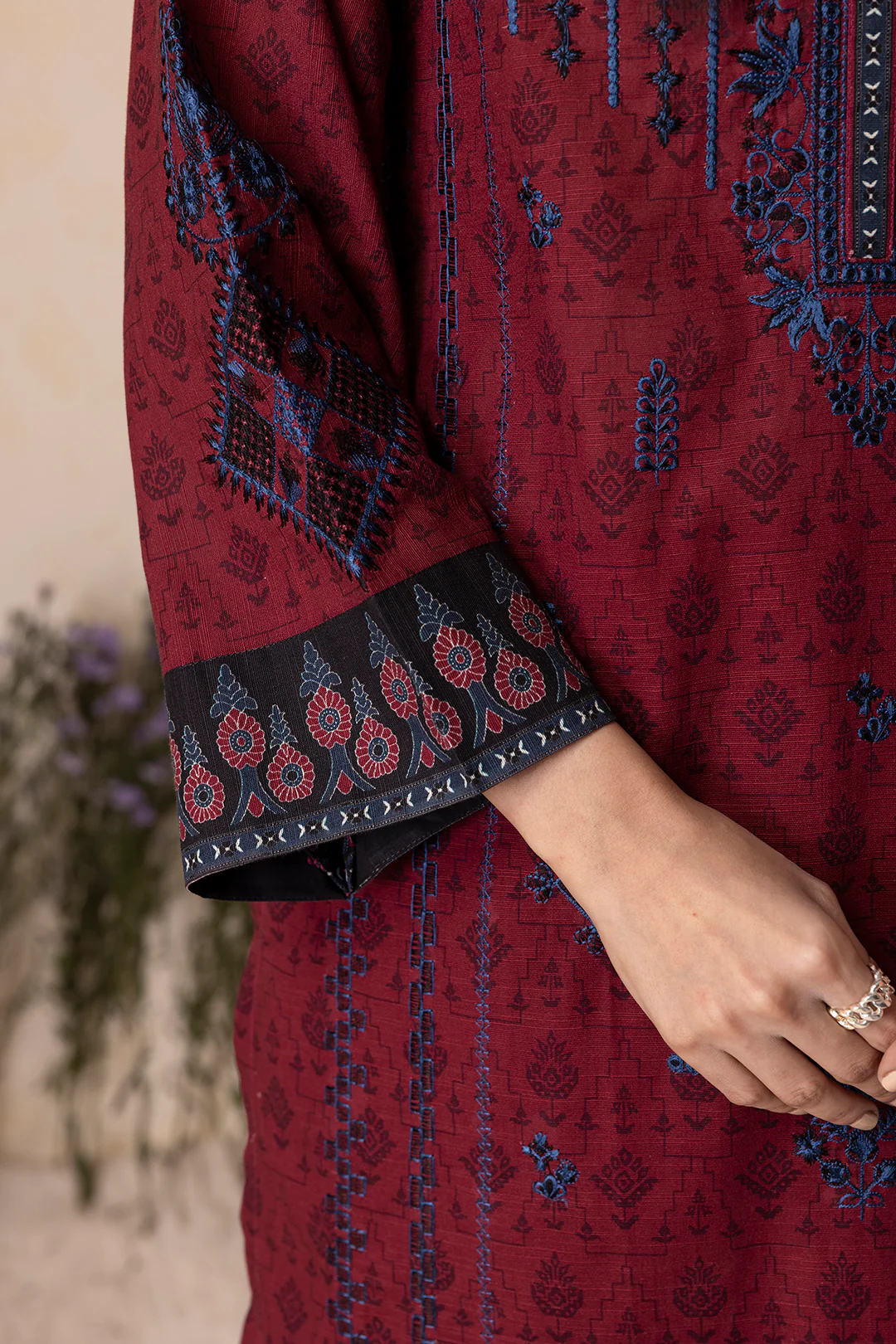 Embroidered Shirt Shalwar Dupatta - 0159 - Image 6