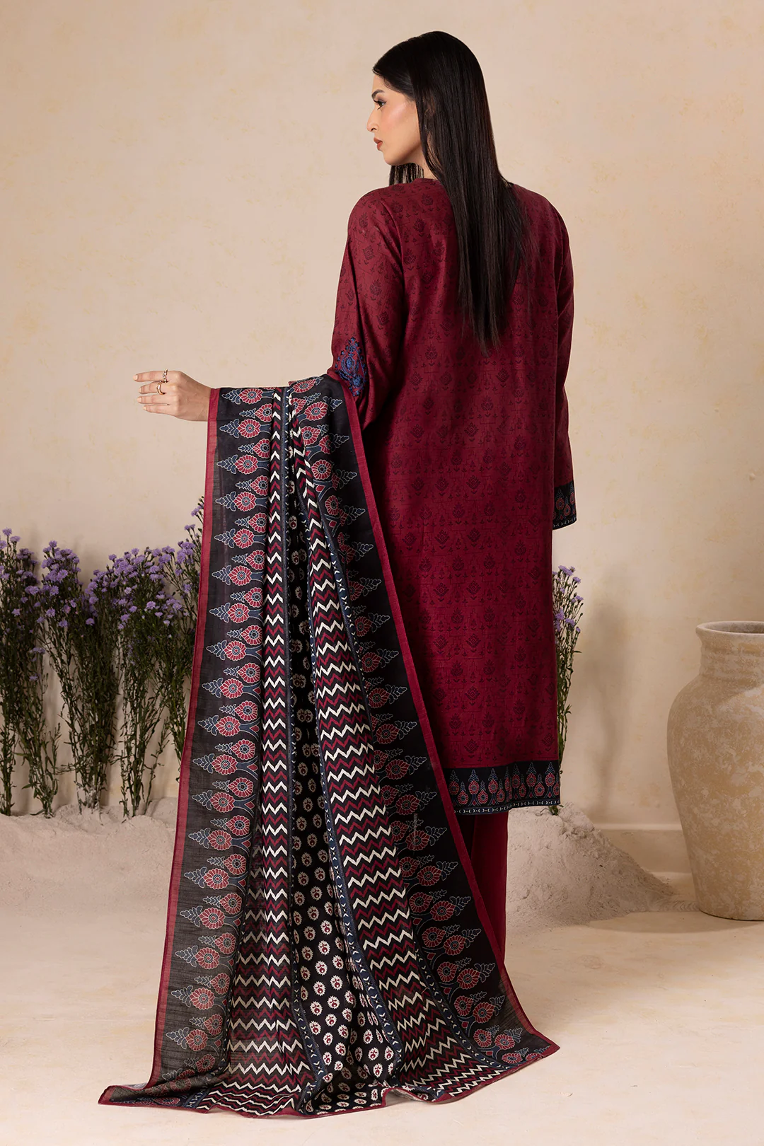 Embroidered Shirt Shalwar Dupatta - 0159 - Image 8