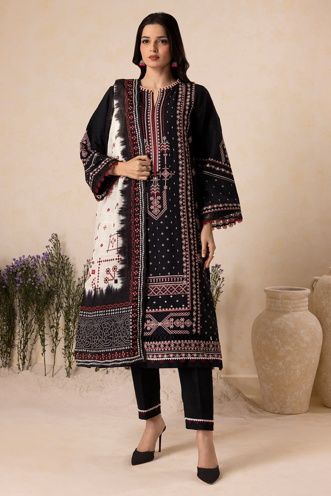 Embroidered Shirt Shalwar Dupatta - 0166 - Image 2