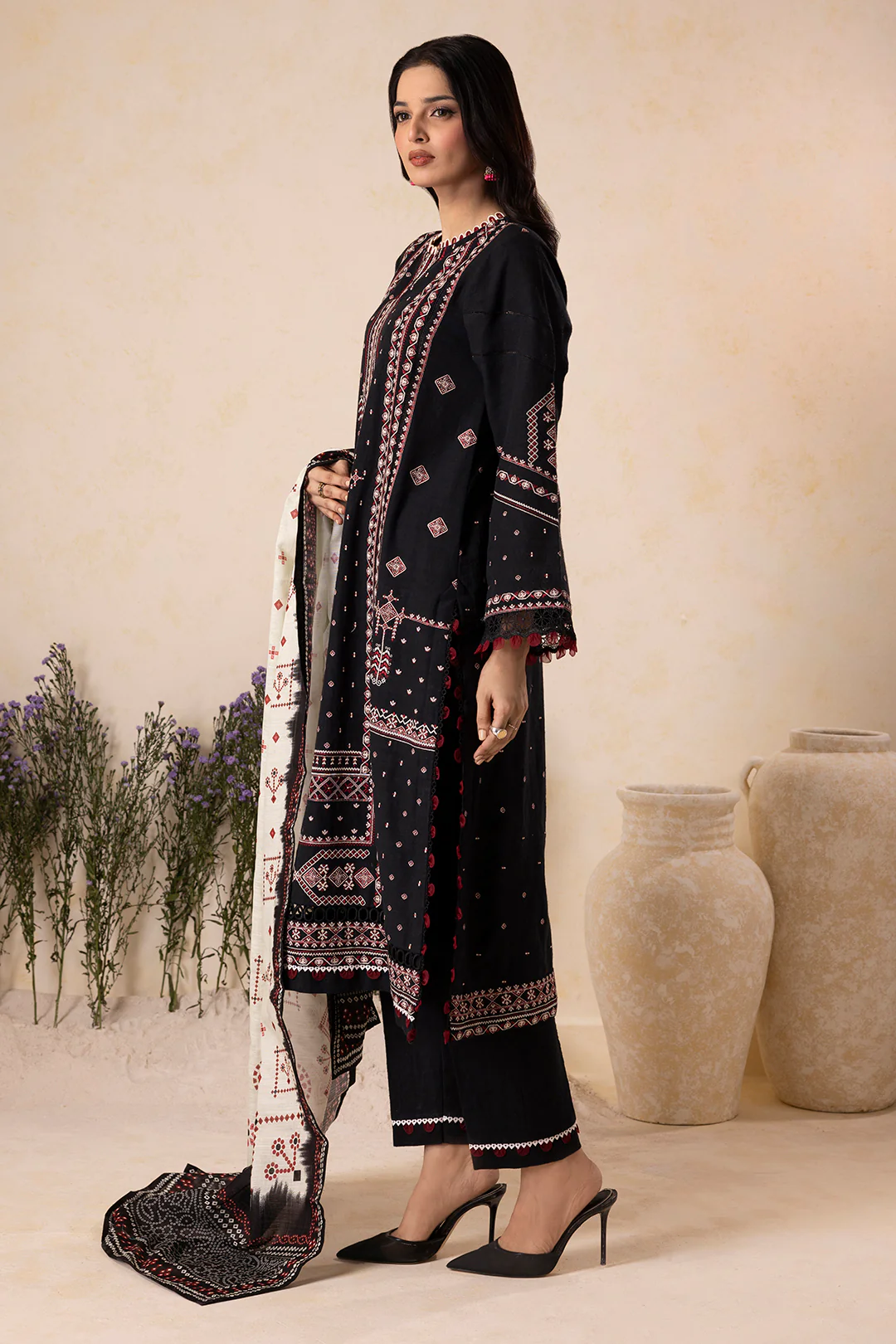 Embroidered Shirt Shalwar Dupatta - 0166 - Image 5
