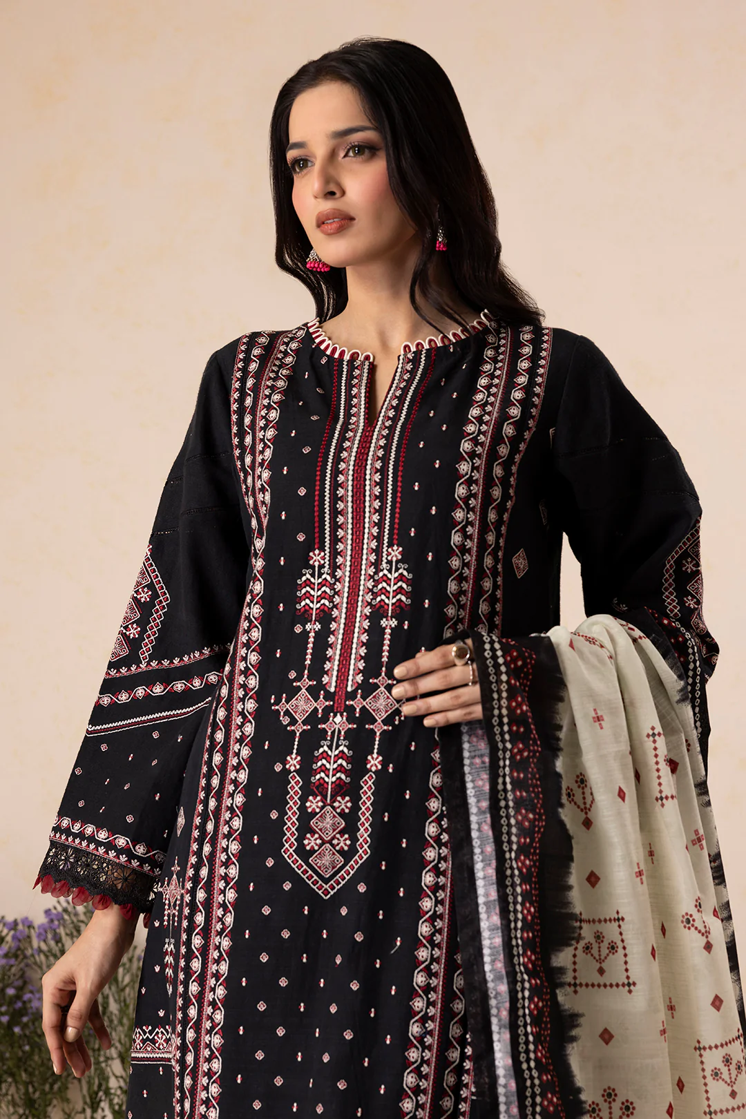 Embroidered Shirt Shalwar Dupatta - 0166 - Image 6
