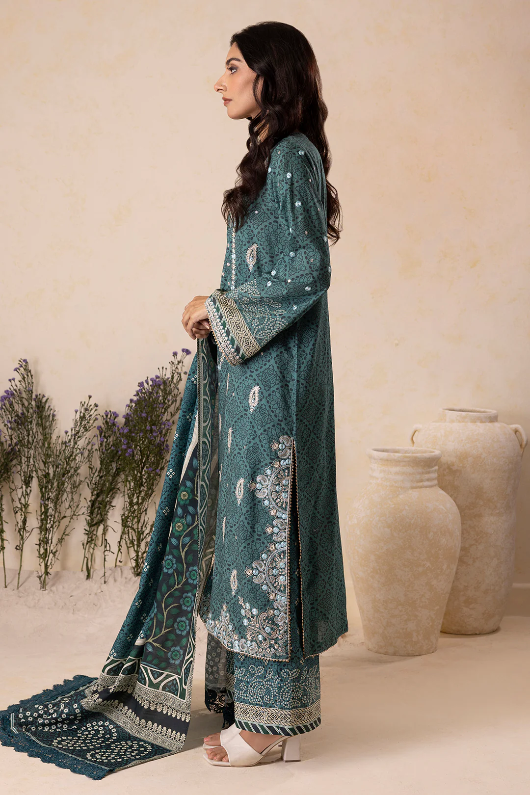 Embroidered Shirt Shalwar Dupatta - 0167 - Image 11