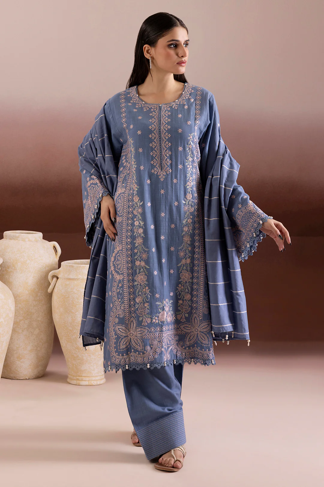 Embroidered Shirt Shalwar Dupatta - 0169 - Image 3
