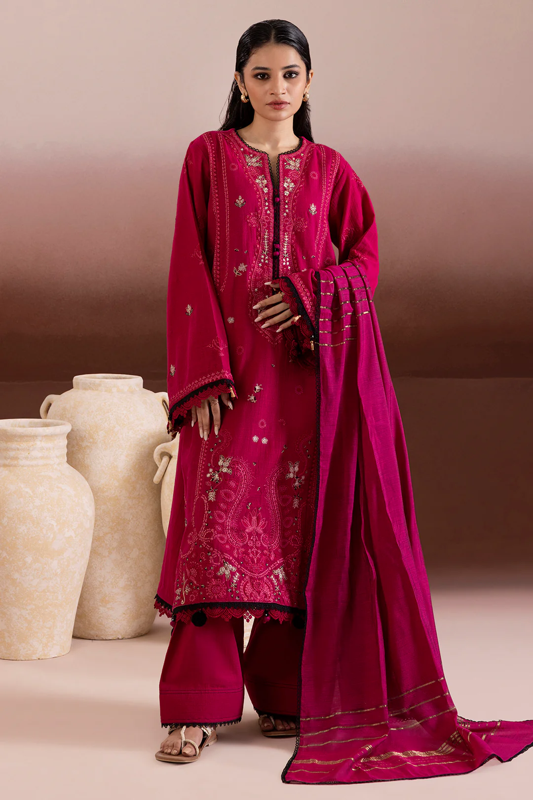 Embroidered Shirt Shalwar Dupatta - 0171 - Image 2