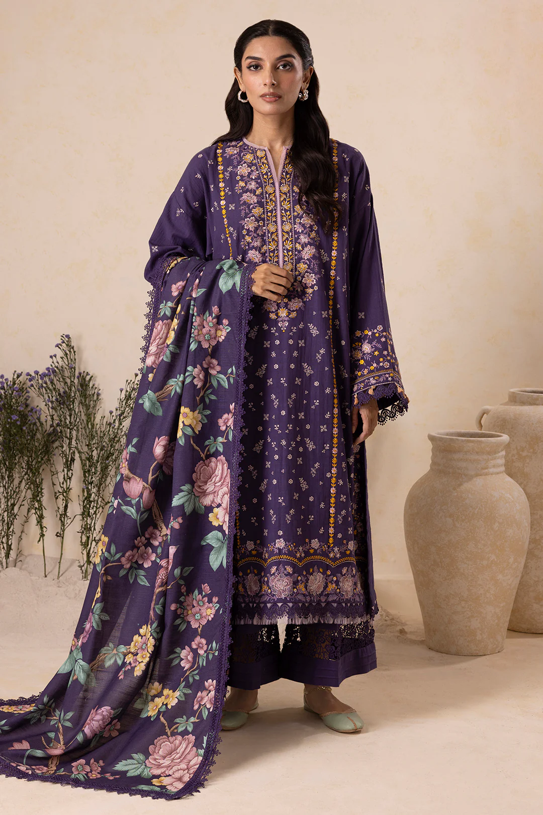 Embroidered Shirt Shalwar Dupatta - 0173 - Image 2