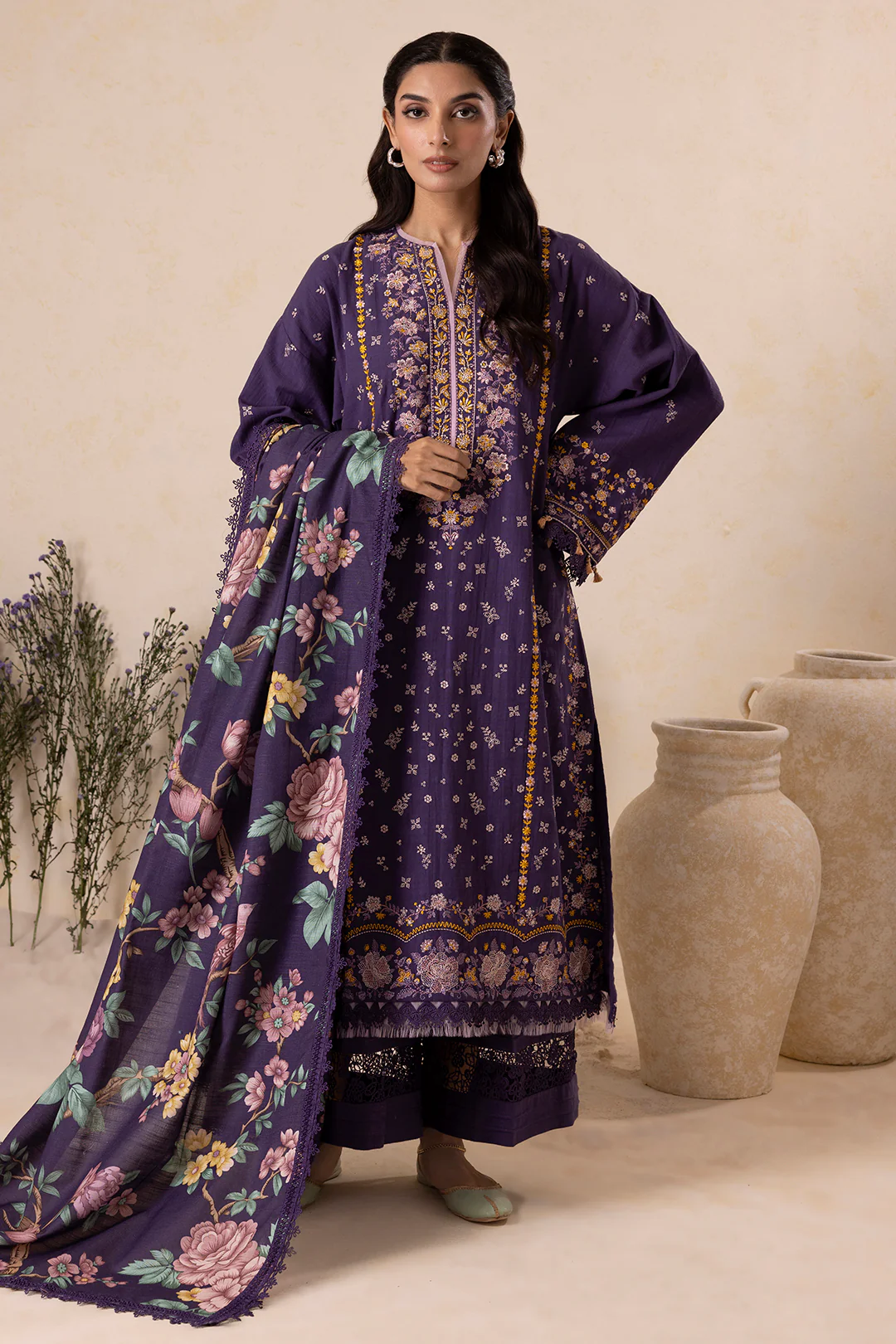 Embroidered Shirt Shalwar Dupatta - 0173 - Image 7