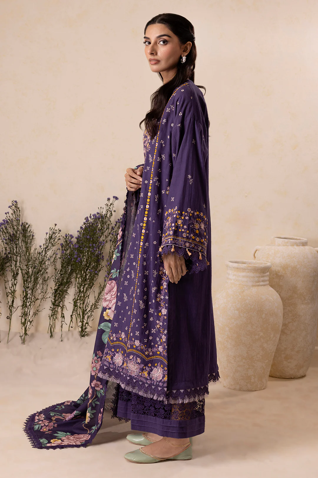 Embroidered Shirt Shalwar Dupatta - 0173 - Image 9