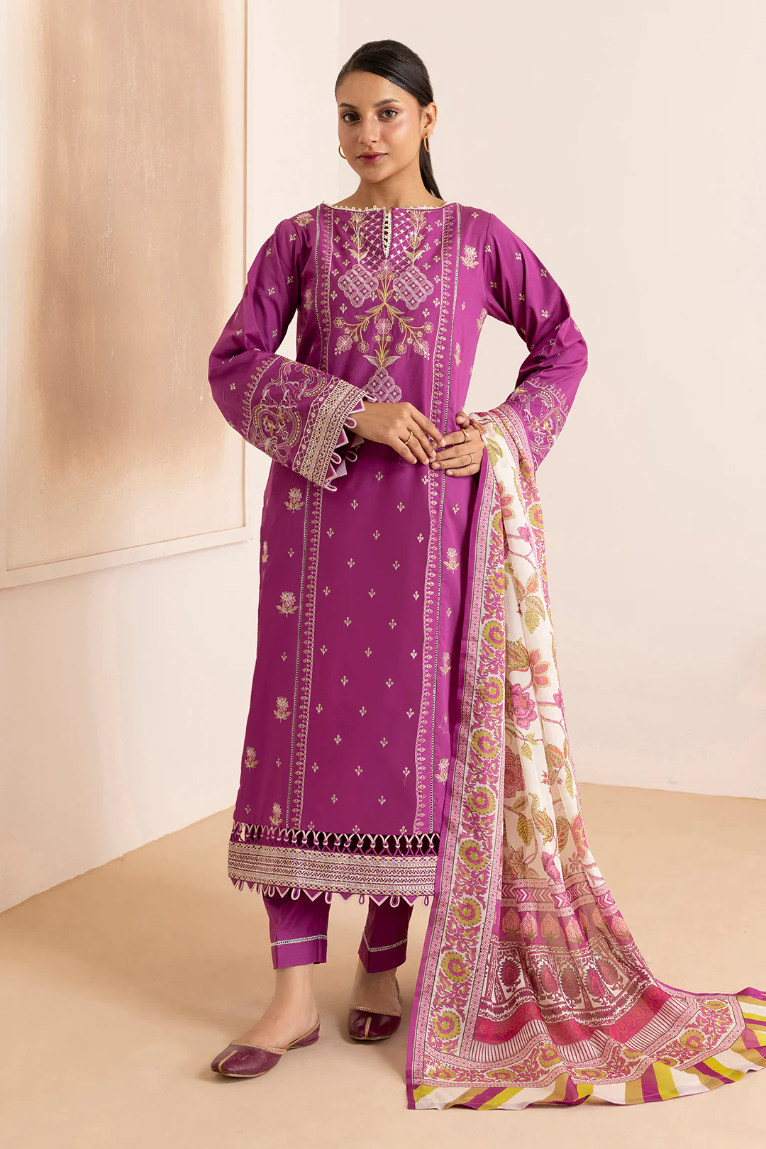 Embroidered Shirt Shalwar Dupatta - 0259 - Image 4