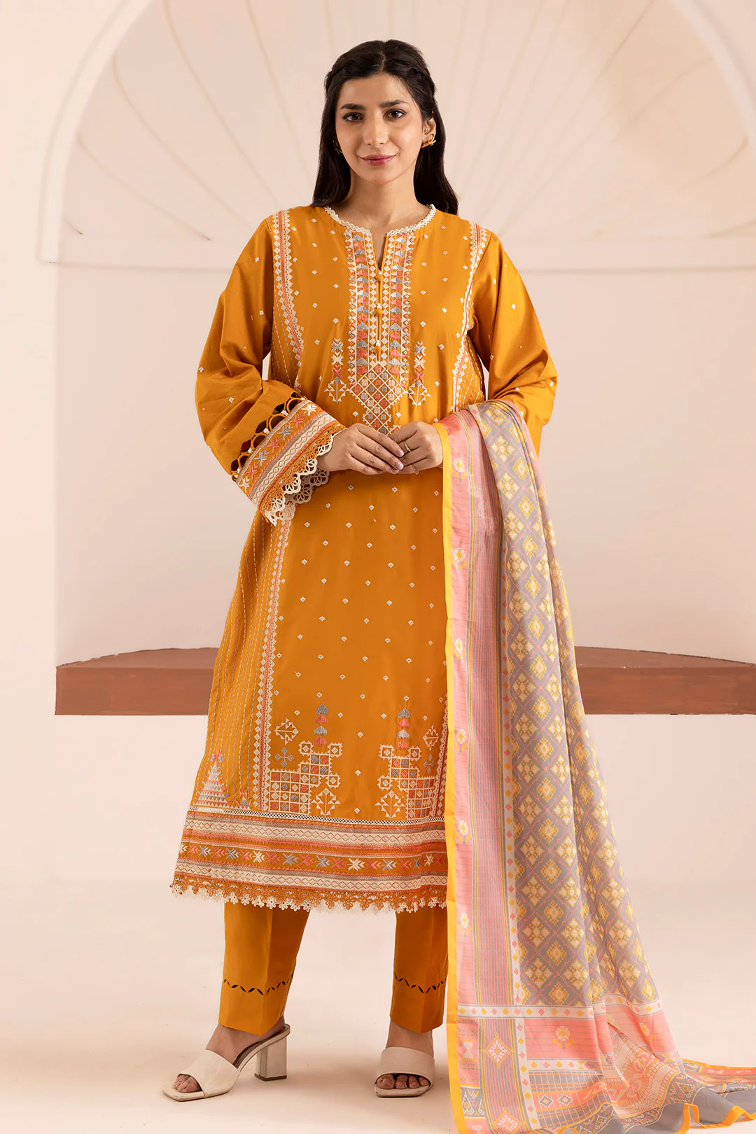 Embroidered Shirt Shalwar Dupatta - 0262 - Image 4