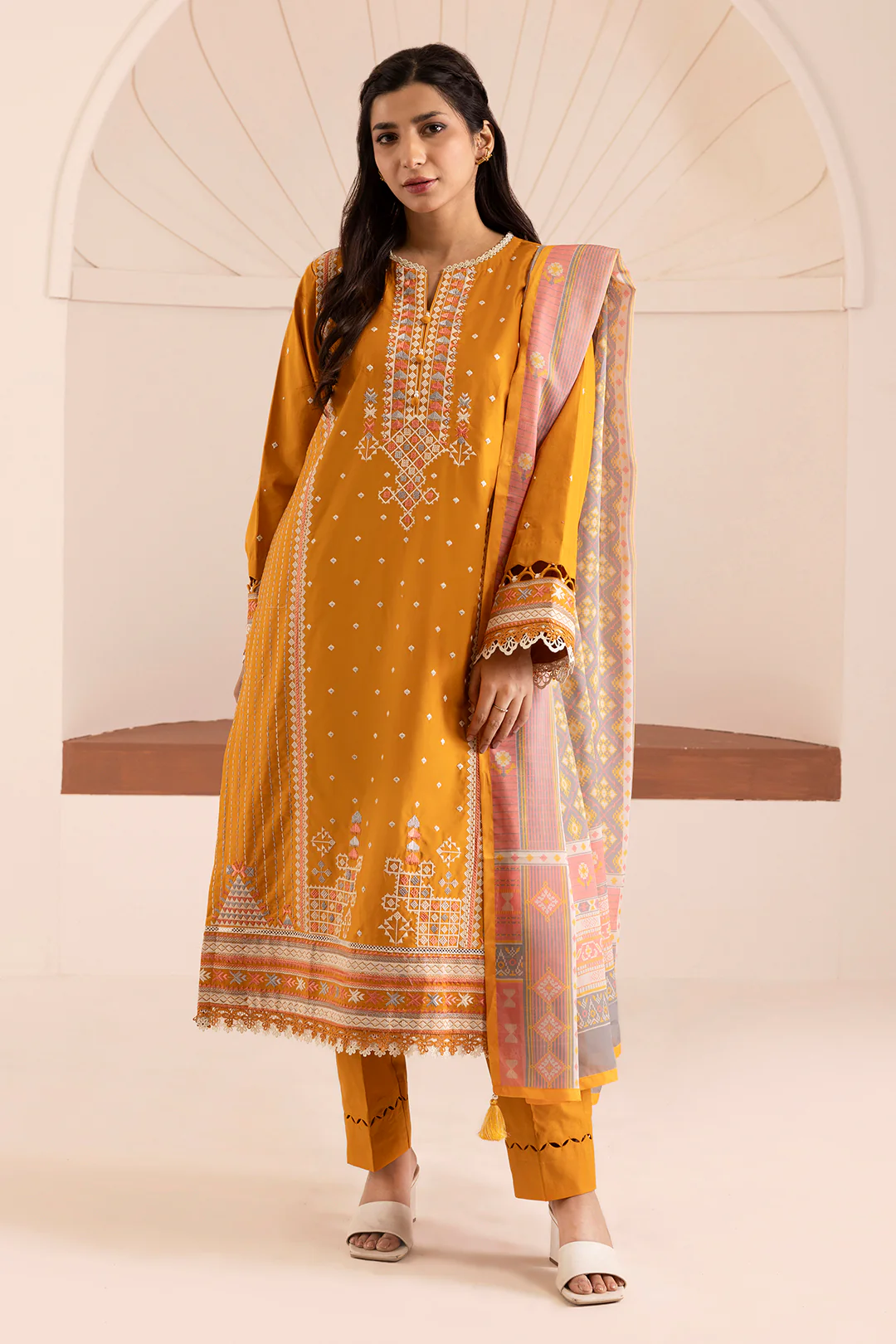 Embroidered Shirt Shalwar Dupatta - 0262 - Image 6