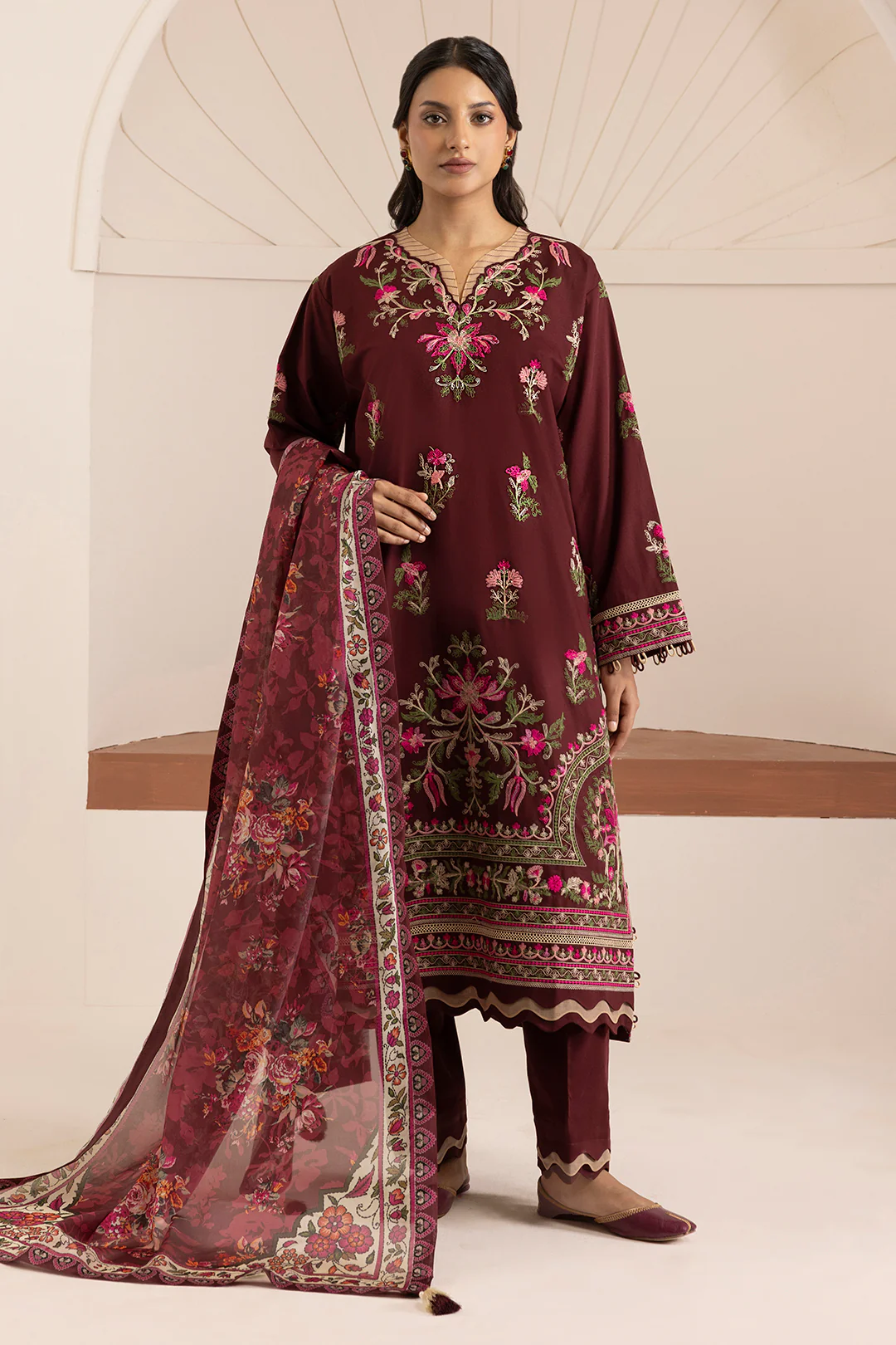 Embroidered Shirt Shalwar Dupatta - 0269 - Image 3