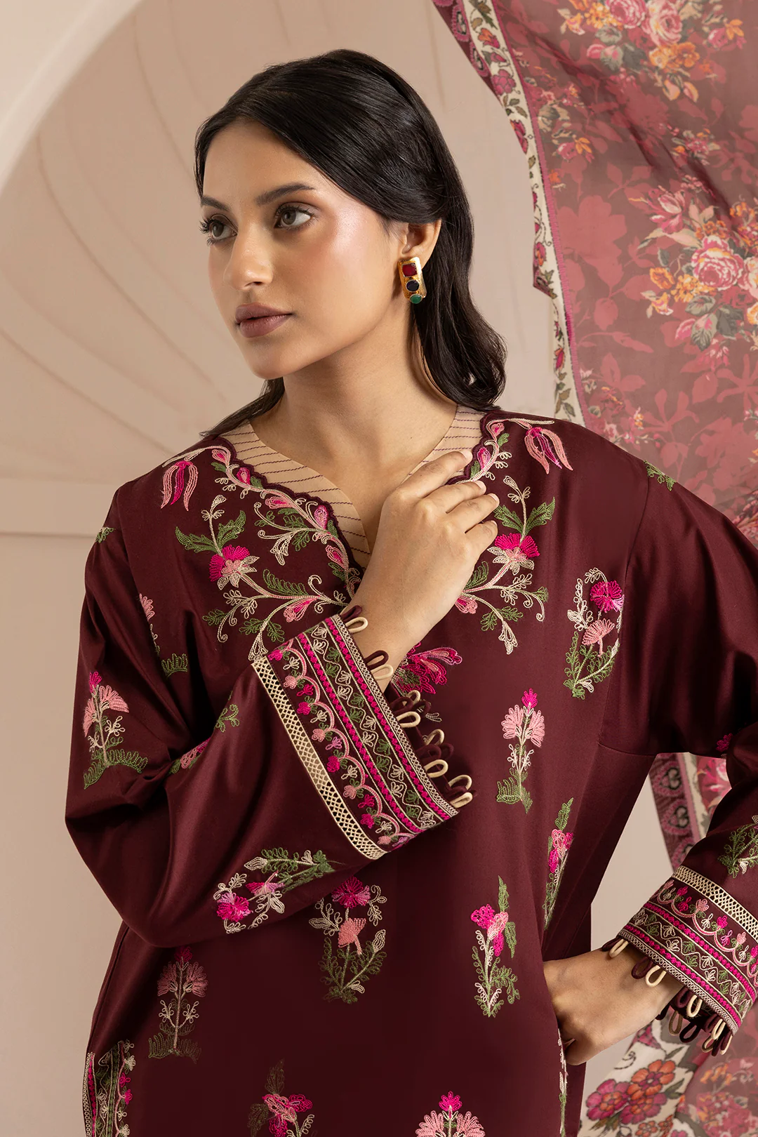 Embroidered Shirt Shalwar Dupatta - 0269 - Image 6