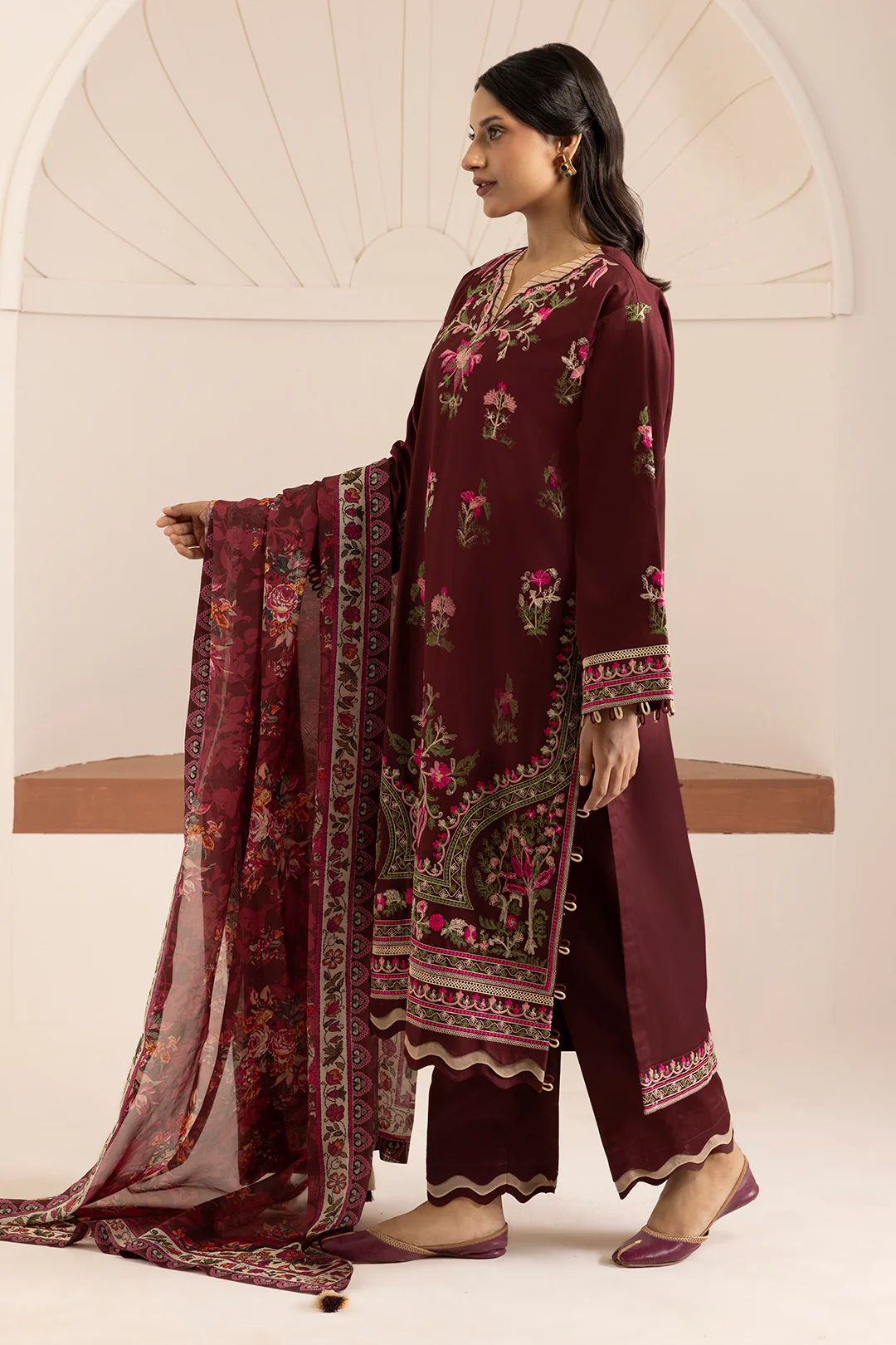 Embroidered Shirt Shalwar Dupatta - 0269 - Image 9