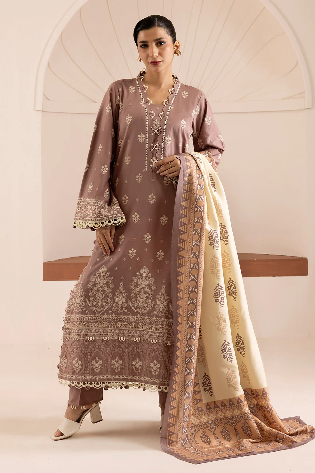 Embroidered Shirt Shalwar Dupatta - 0270 - Image 6