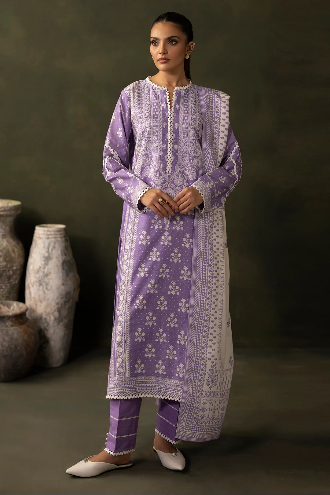 Embroidered Shirt Shalwar Shawl - 0222