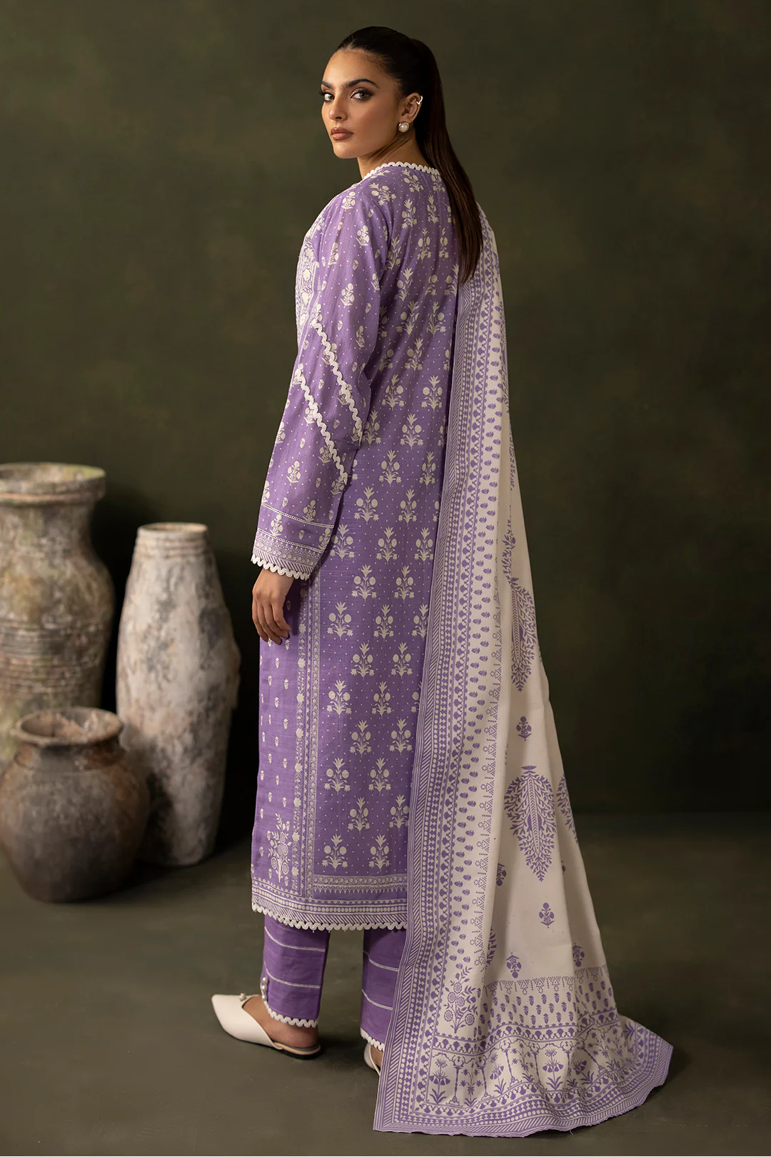 Embroidered Shirt Shalwar Shawl - 0222 - Image 5