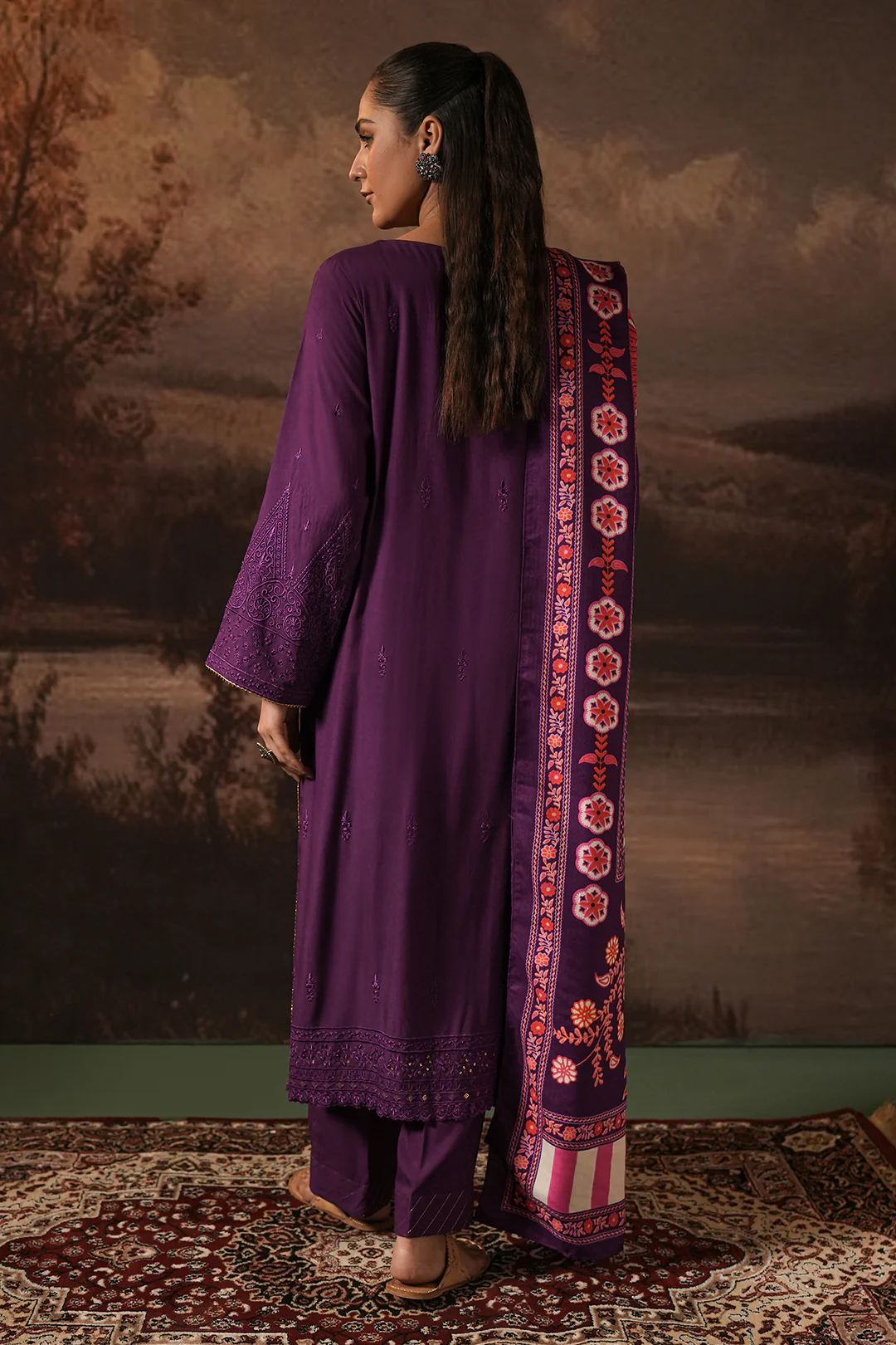 Embroidered Shirt Shalwar Shawl - 0248 - Image 5
