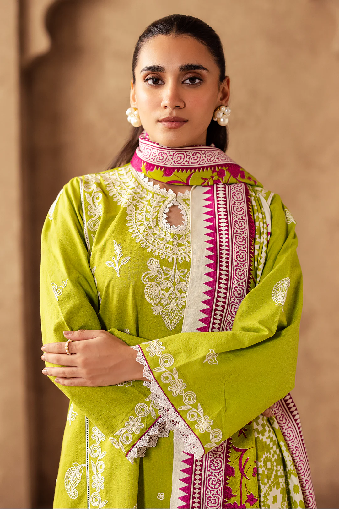 Embroidered Shirt Shalwar Shawl - 0316 - Image 2