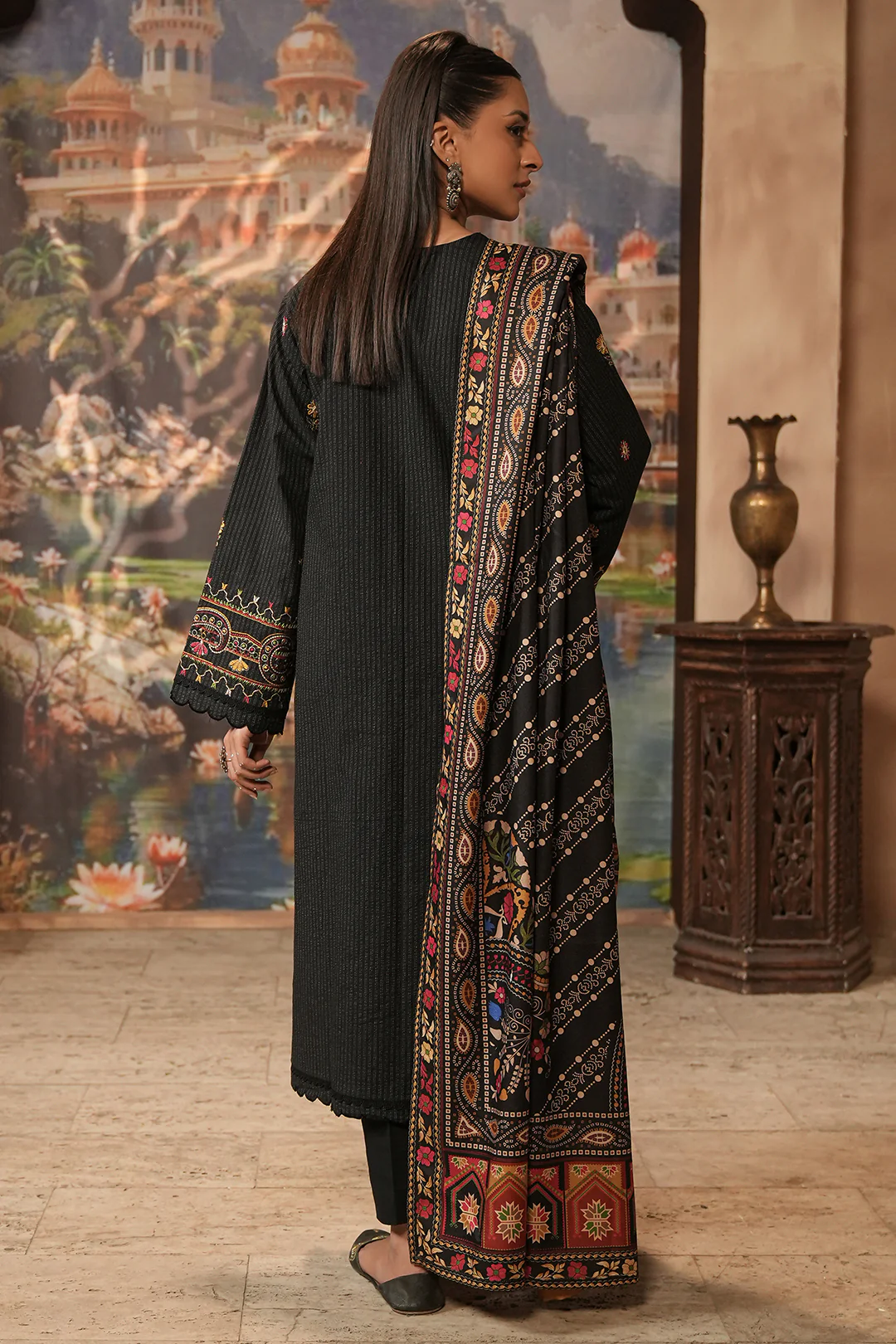 Embroidered Shirt Shalwar Shawl - 0482 - Image 5