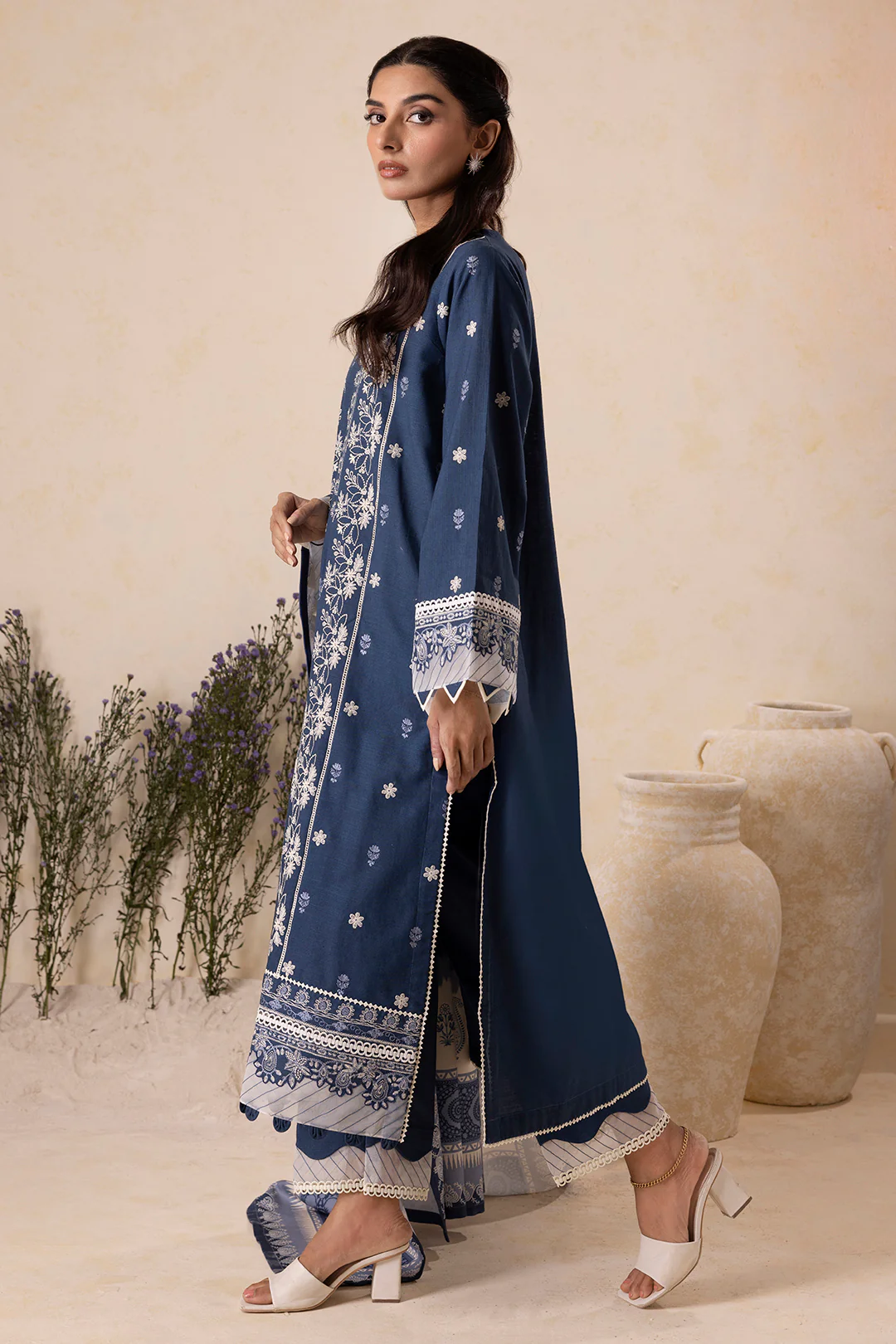 Embroidered Shirt Shalwar Shawl - 0163 - Image 4