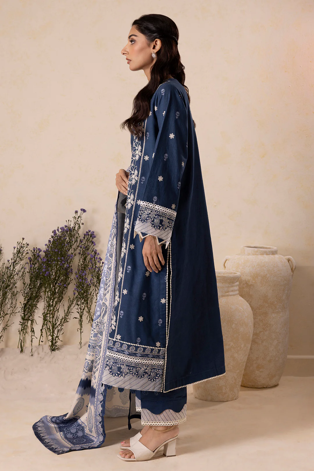 Embroidered Shirt Shalwar Shawl - 0163 - Image 6