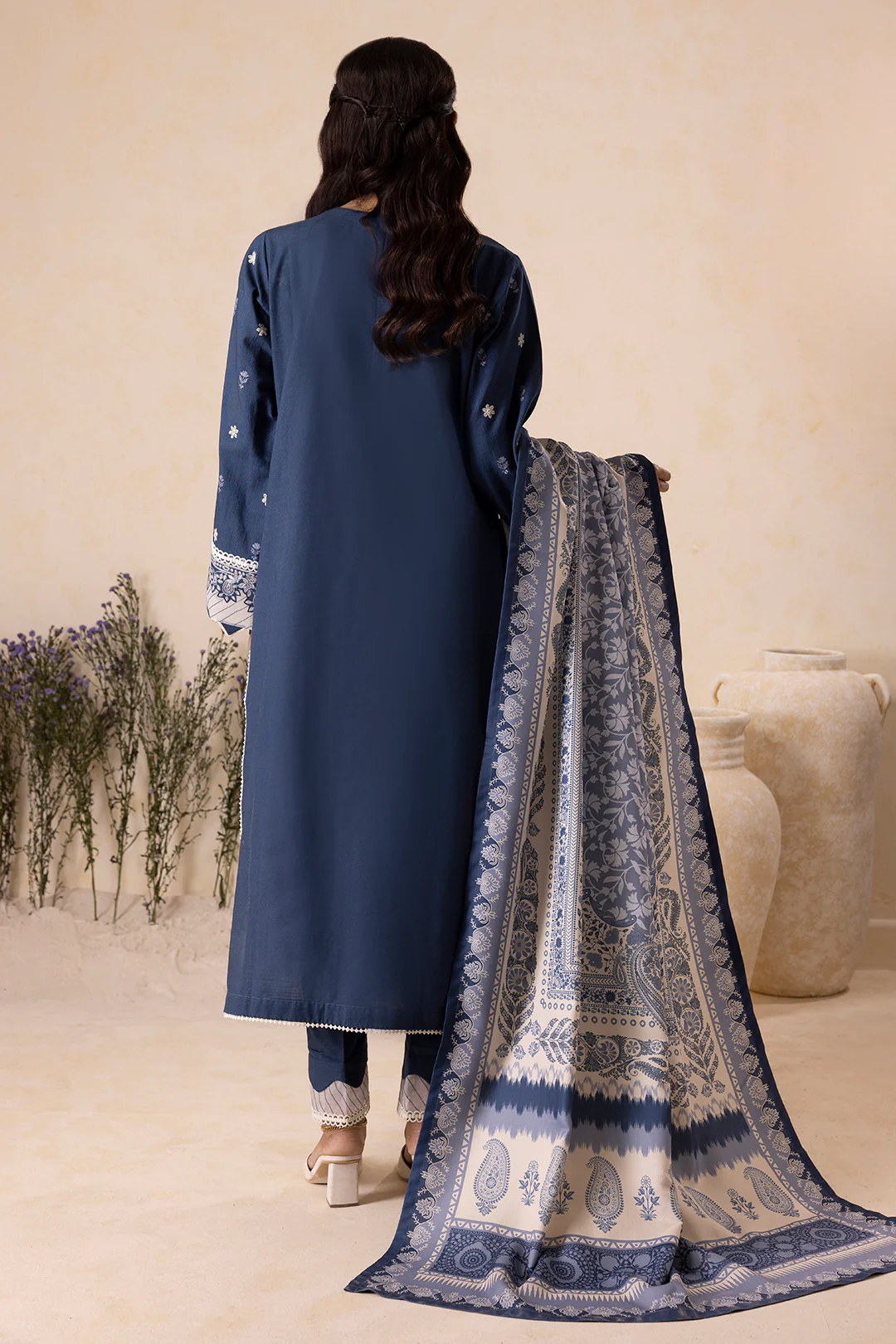 Embroidered Shirt Shalwar Shawl - 0163 - Image 8