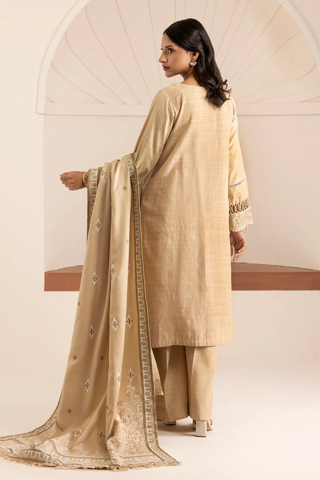 Embroidered Shirt Shalwar Shawl - 0164 - Image 10