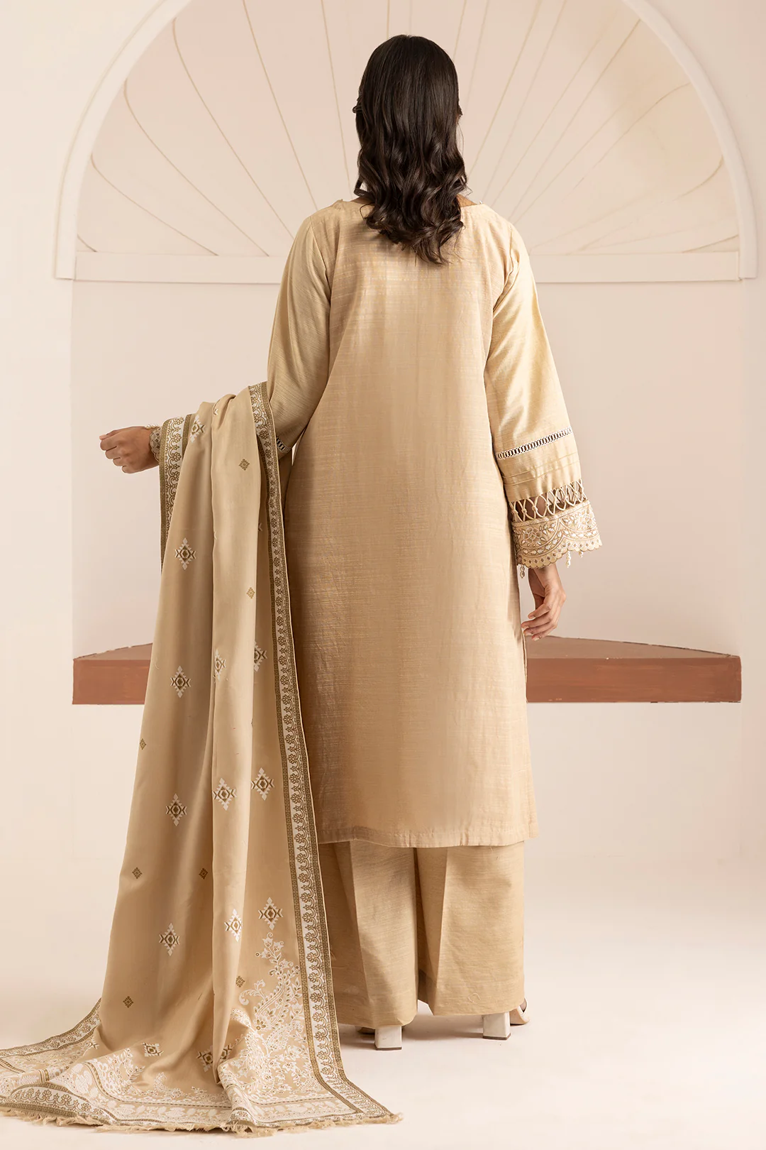 Embroidered Shirt Shalwar Shawl - 0164 - Image 11