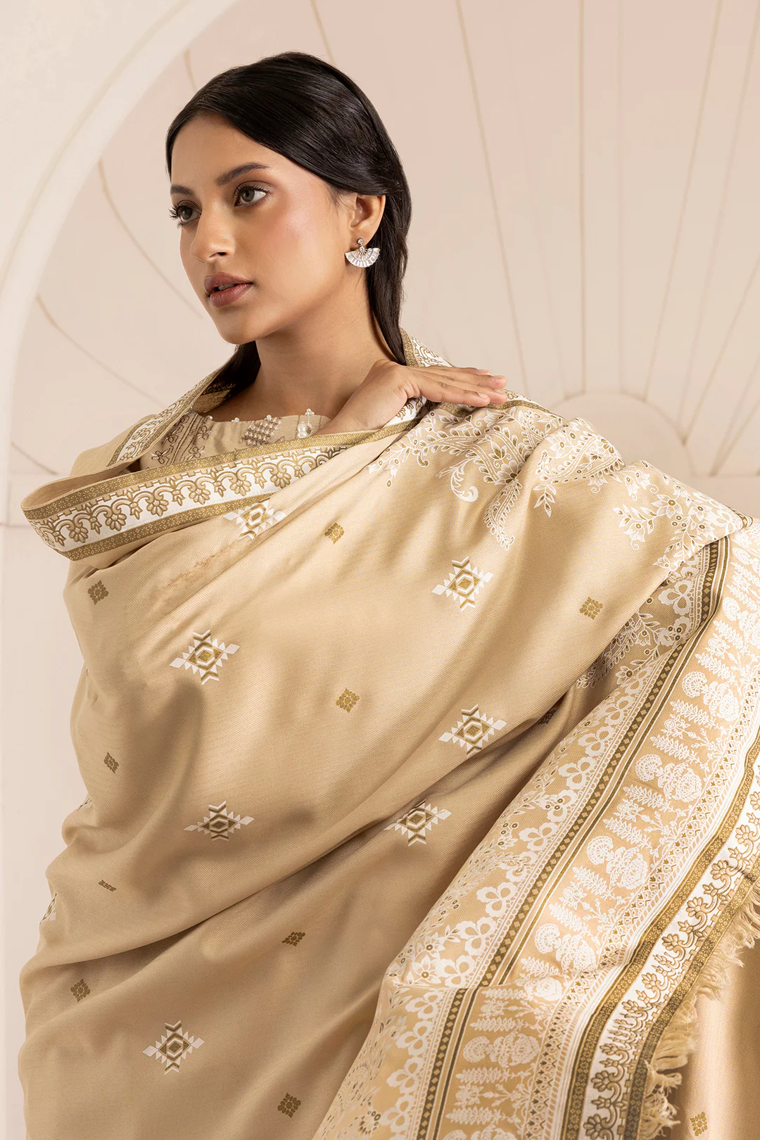 Embroidered Shirt Shalwar Shawl - 0164 - Image 6