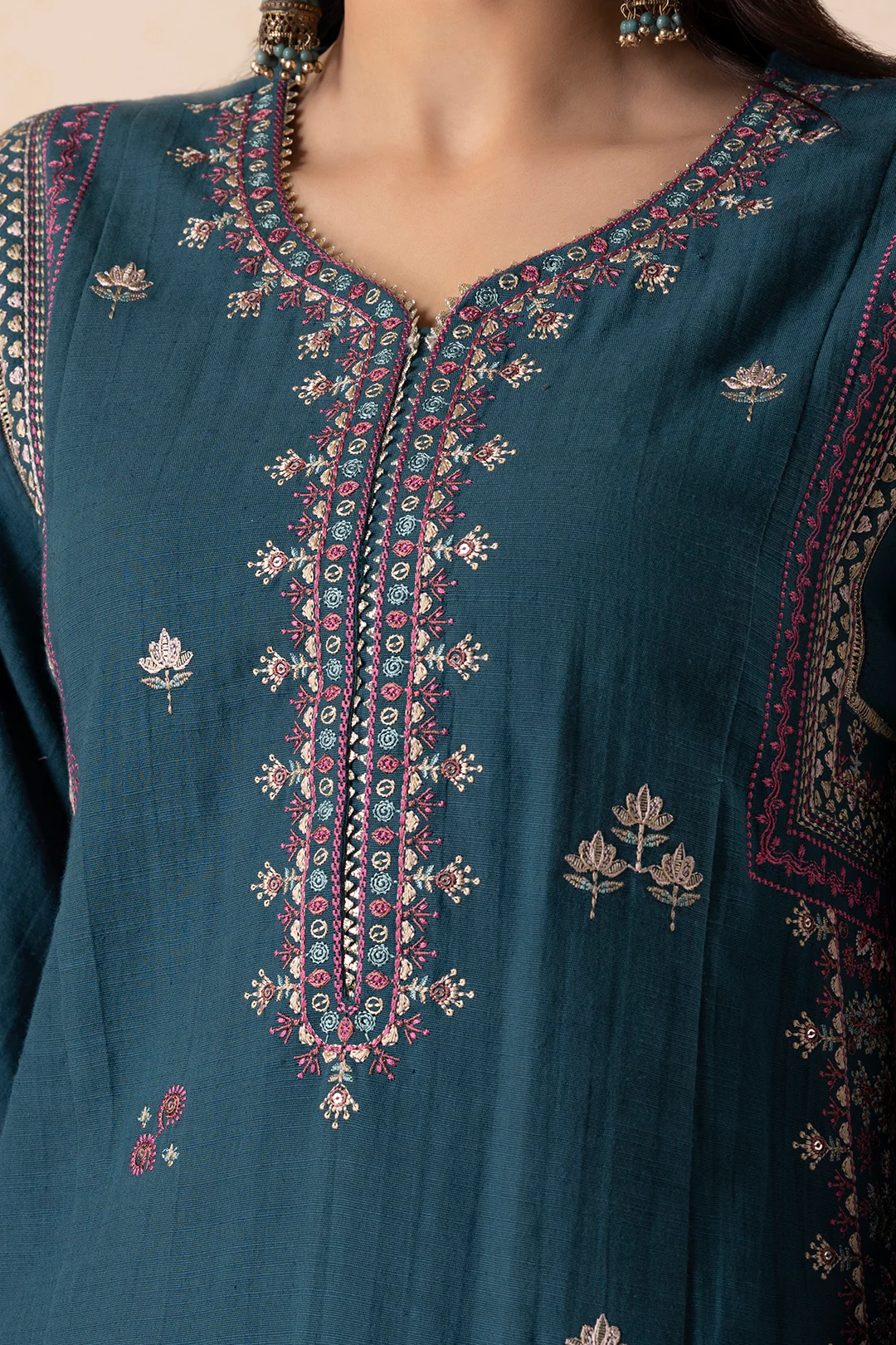Embroidered Shirt Shalwar Shawl - 0177 - Image 10