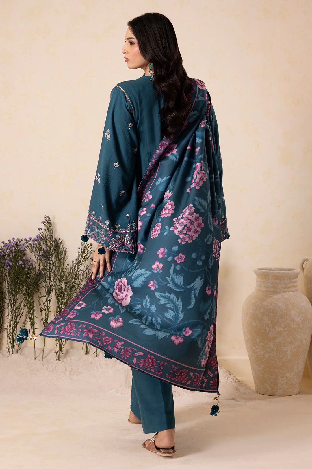 Embroidered Shirt Shalwar Shawl - 0177 - Image 11