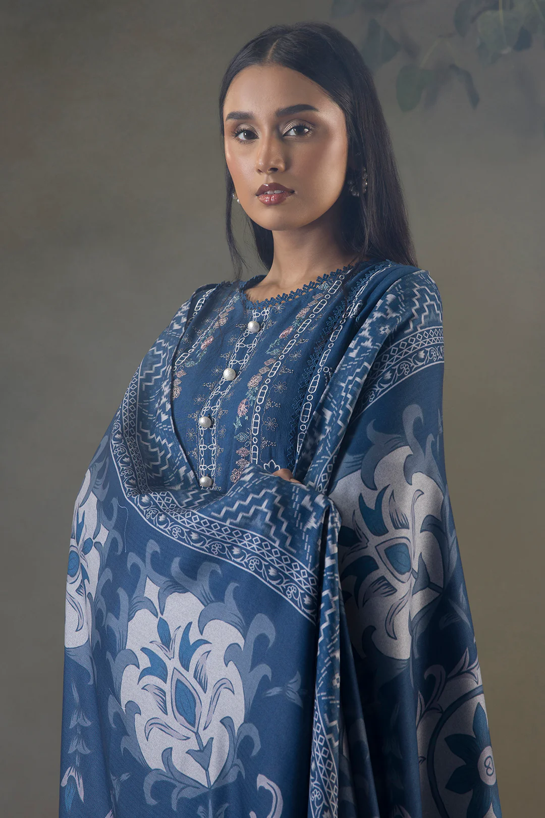 Embroidered Shirt Shalwar Shawl - 0234 - Image 12