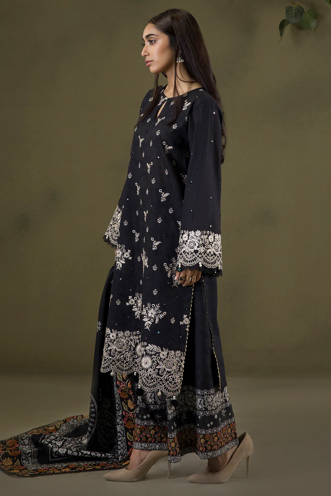 Embroidered Shirt Shalwar Shawl - 0239 - Image 9