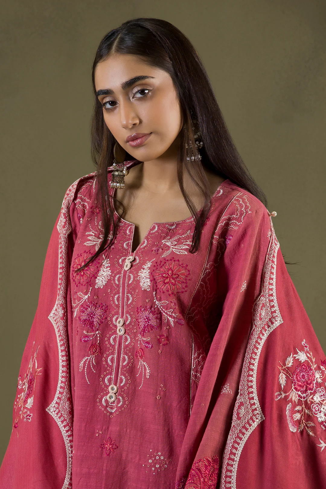 Embroidered Shirt Shalwar Shawl - 0240