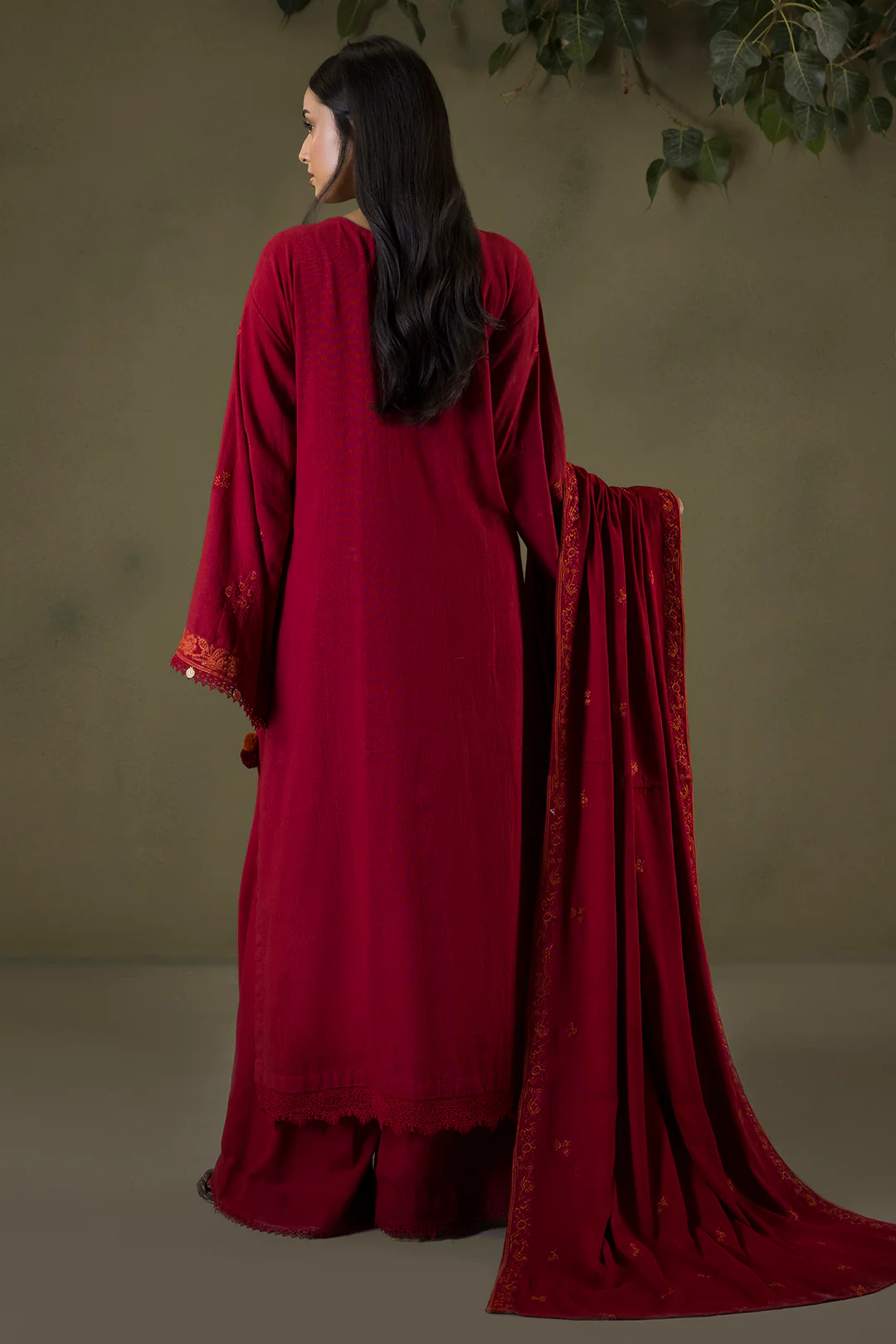 Embroidered Shirt Shalwar Shawl - 0243 - Image 9