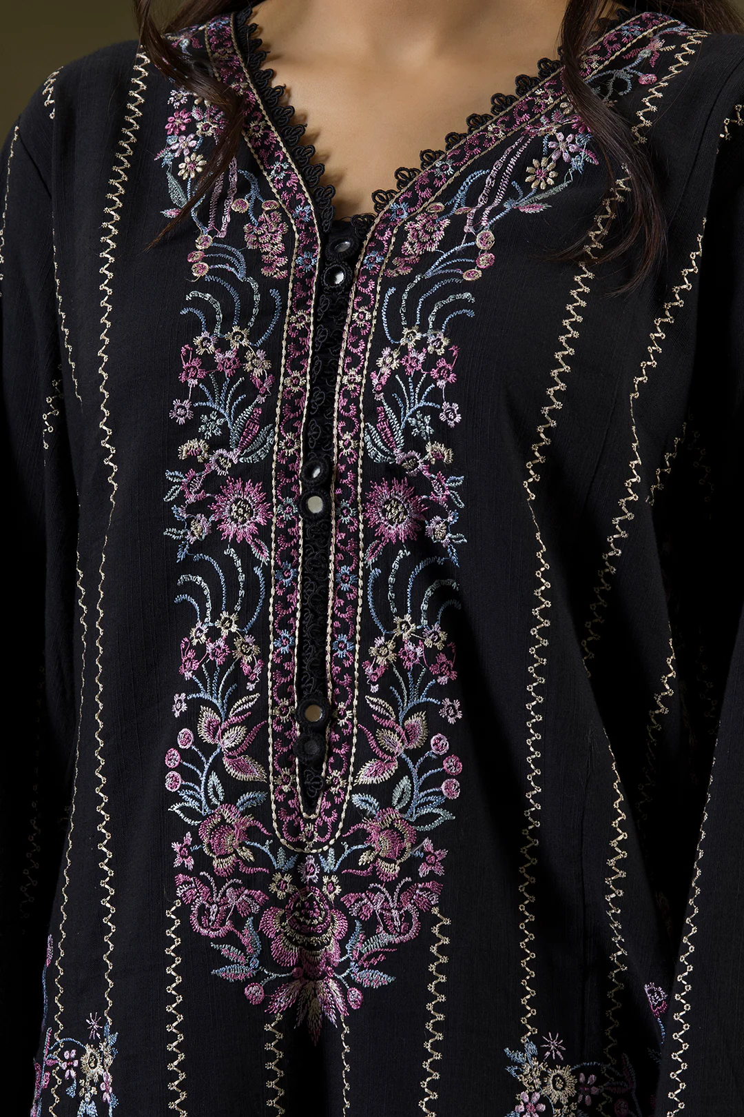 Embroidered Shirt Shalwar Shawl - 0244 - Image 13