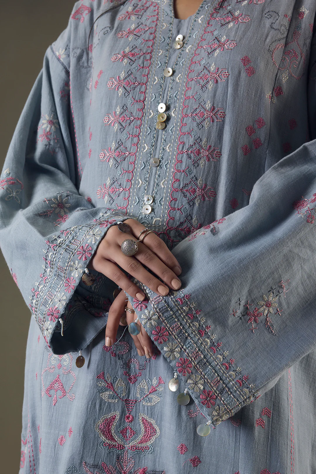 Embroidered Shirt Shalwar Shawl - 0245 - Image 9