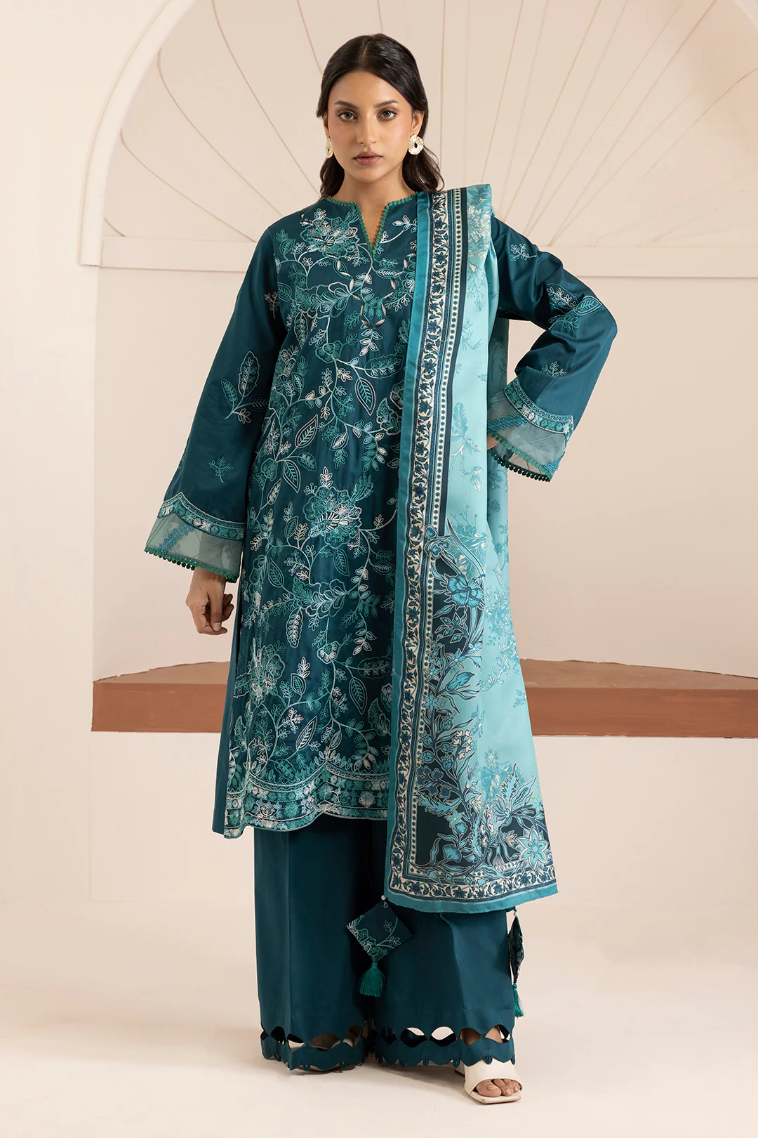 Embroidered Shirt Shalwar Shawl - 0260 - Image 2