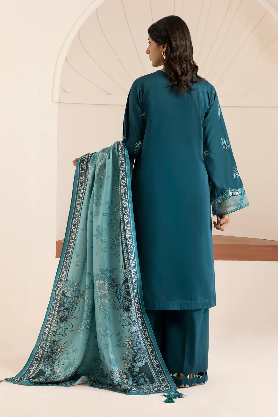 Embroidered Shirt Shalwar Shawl - 0260 - Image 8