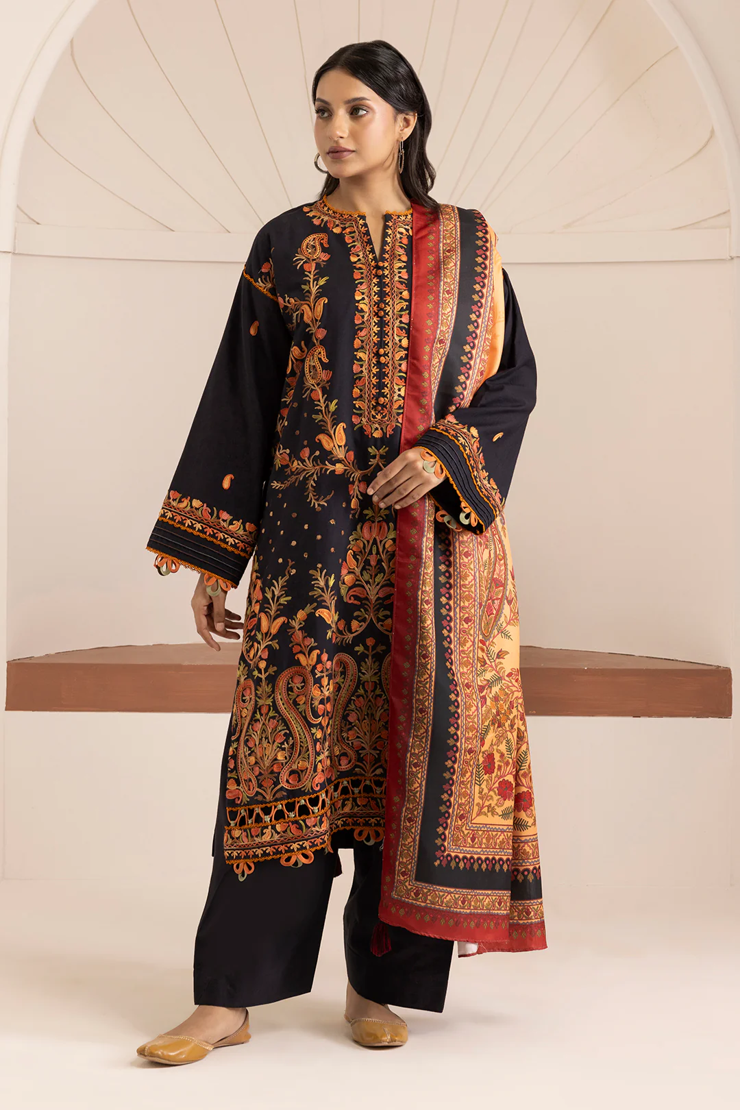Embroidered Shirt Shalwar Shawl - 0264 - Image 2