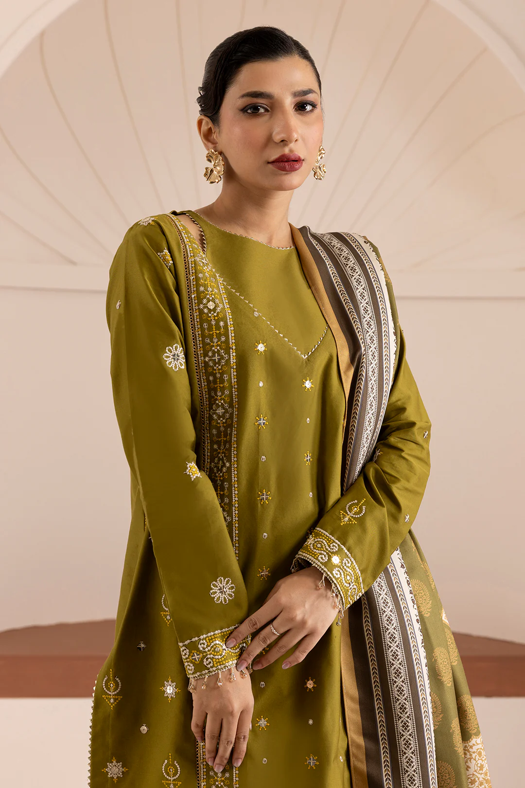 Embroidered Shirt Shalwar Shawl - 0265