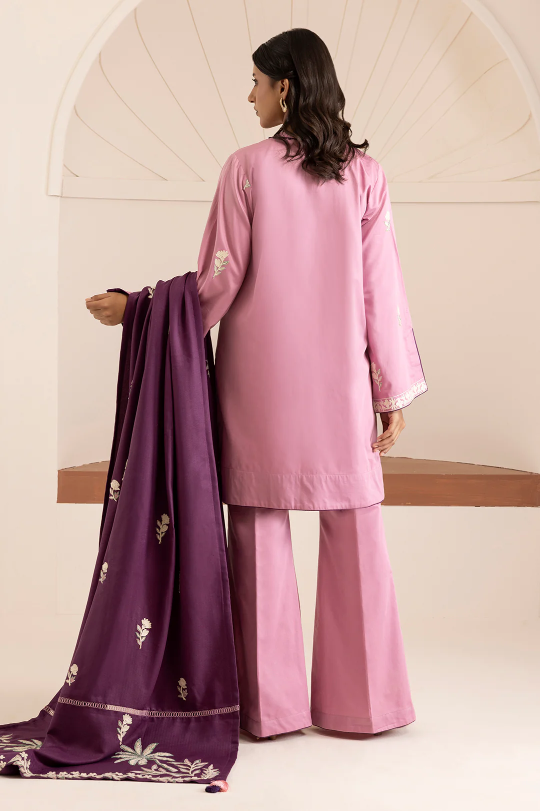 Embroidered Shirt Shalwar Shawl - 0268 - Image 10